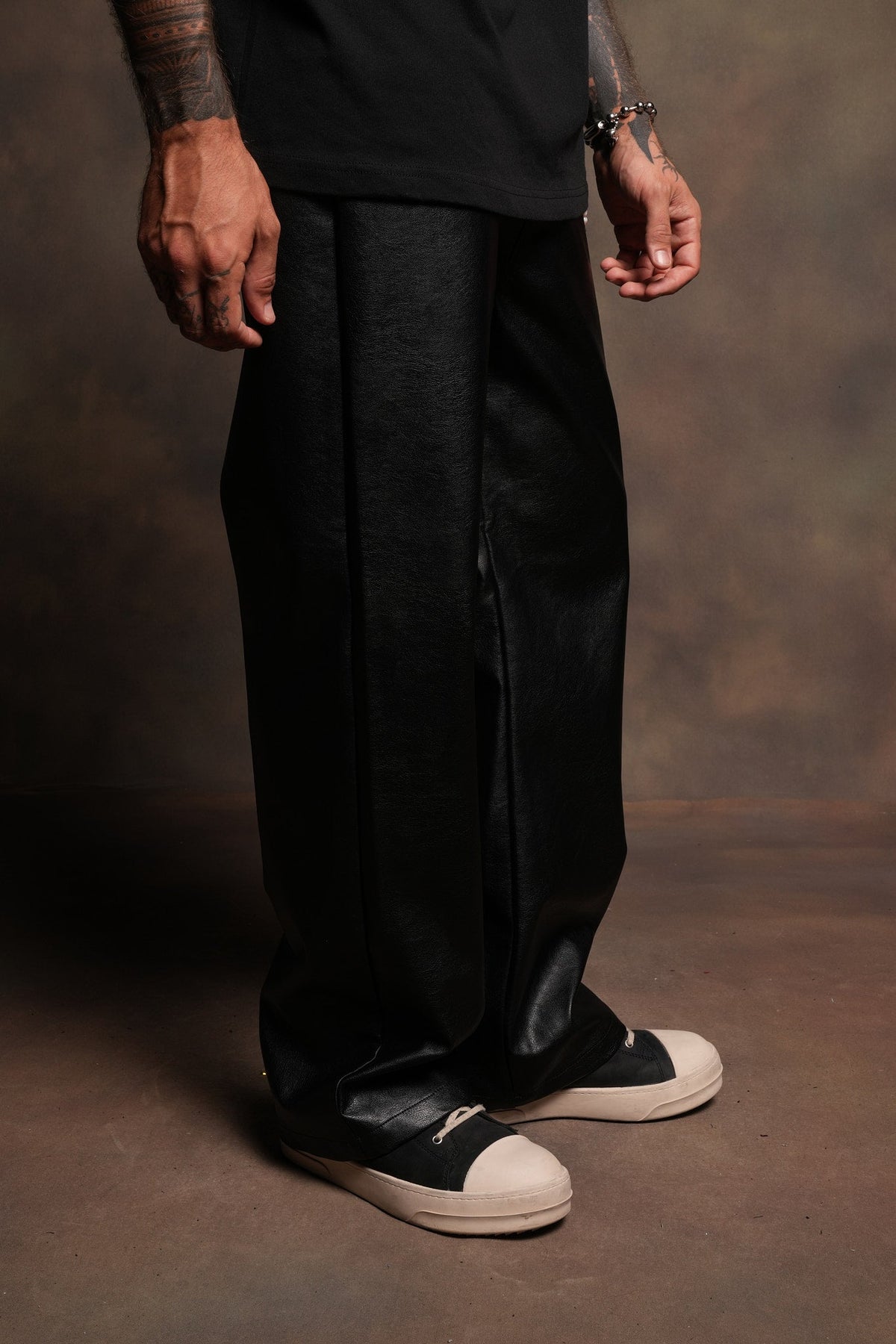 Wolf Pyramid Axel Low Rise Leather Pant In Black