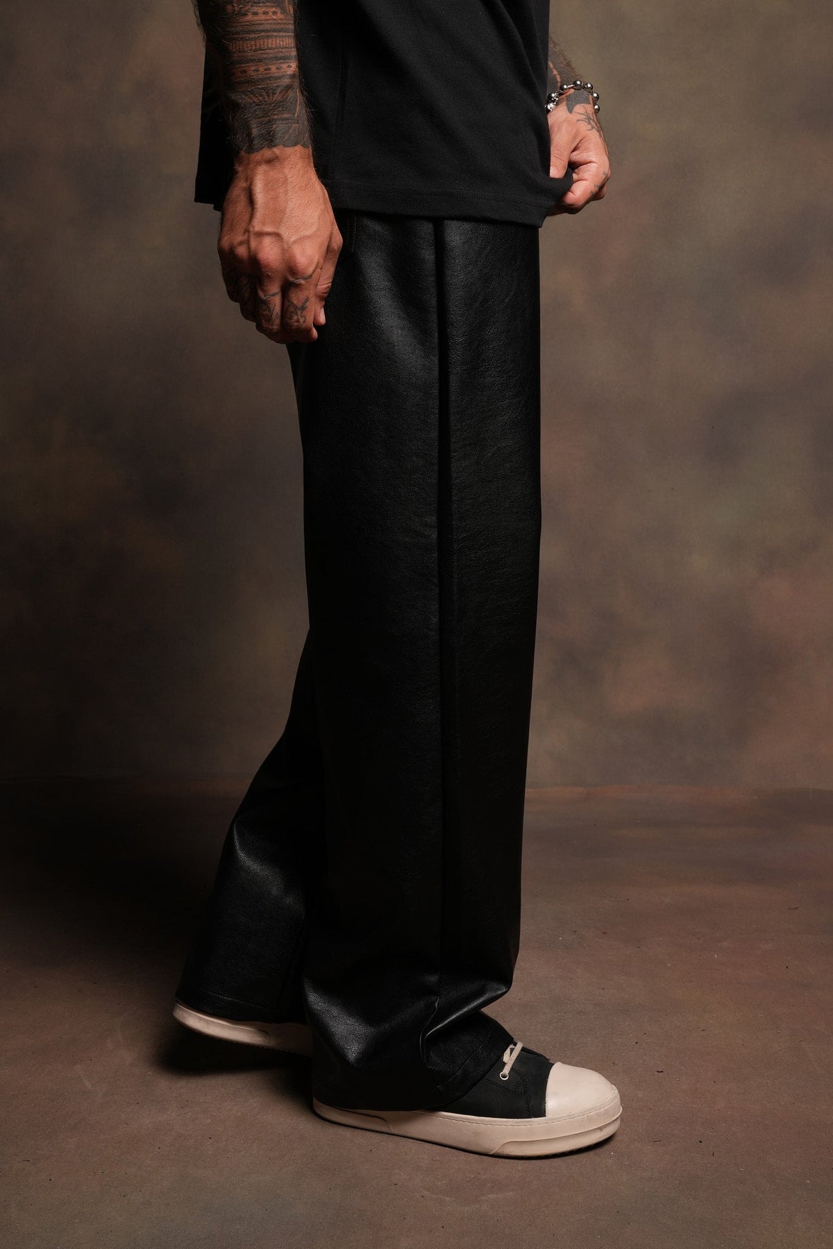 Wolf Pyramid Axel Low Rise Leather Pant In Black