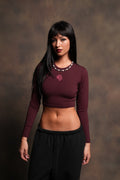 She Wolf Pyramid Energy Ls Top In Deep Cherry Red