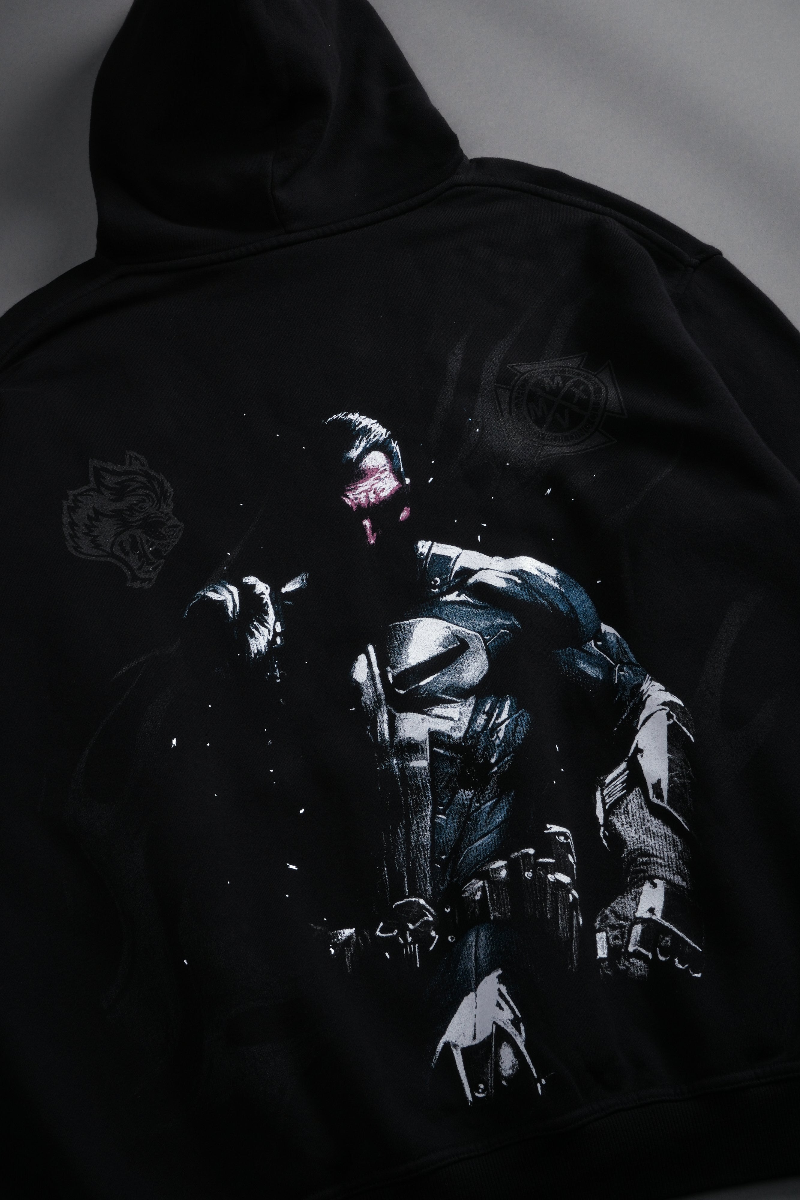 Punisher "Box Cut" Pierce Hoodie in Black