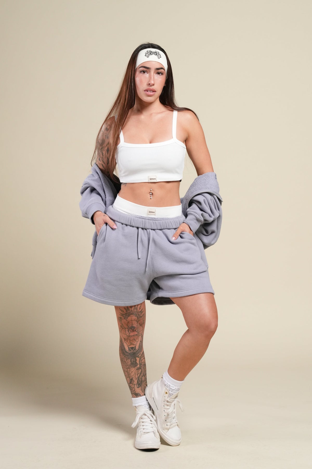 She Premium Oversized Sweat Shorts in Sport Gray — imagem 7