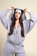Cursive Wolves "Anya" Premium Double Zip Hoodie in Sport Gray — imagem principal