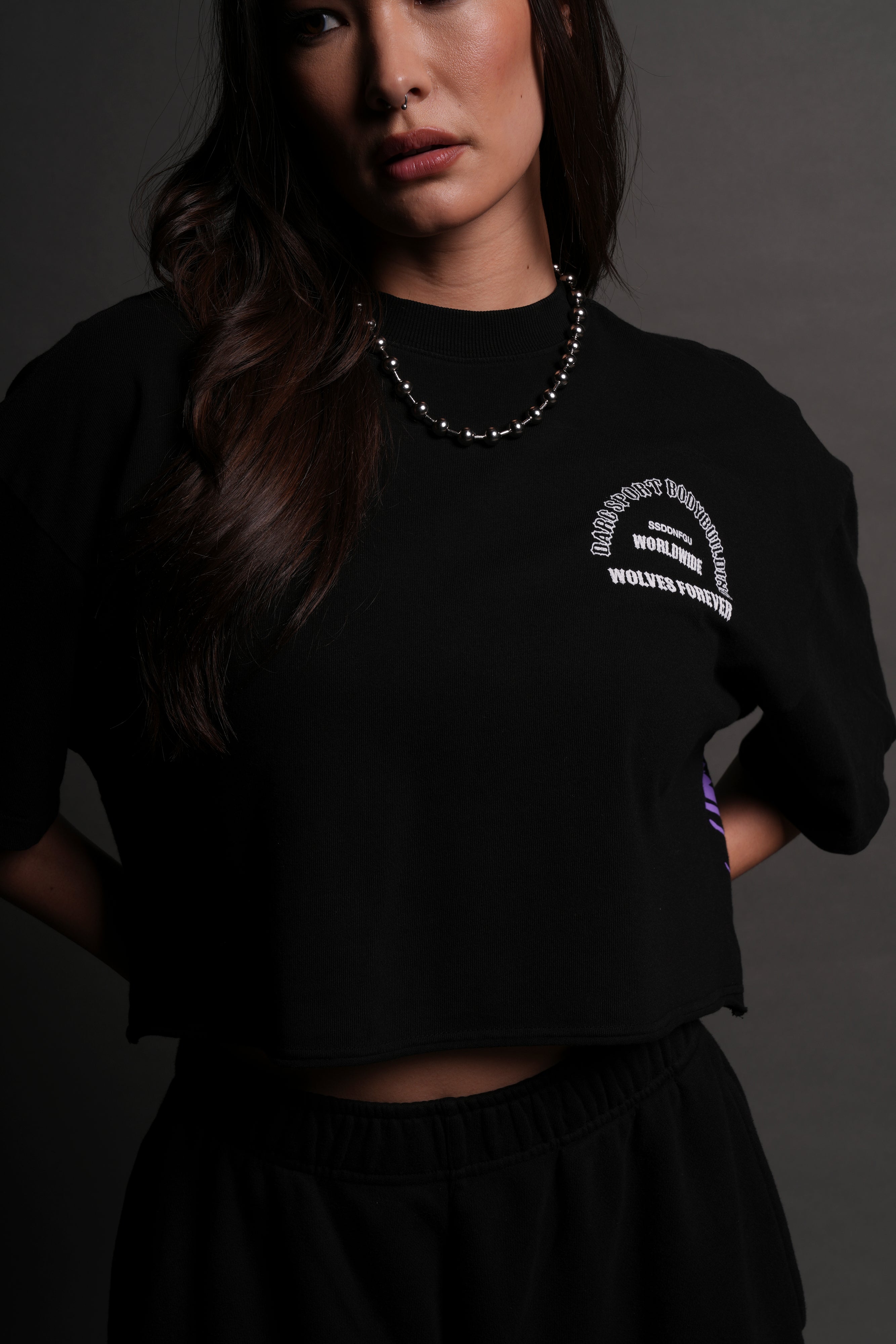 The One You Feed V2 "Premium" Oversized (Cropped) Tee in Black — imagem 7