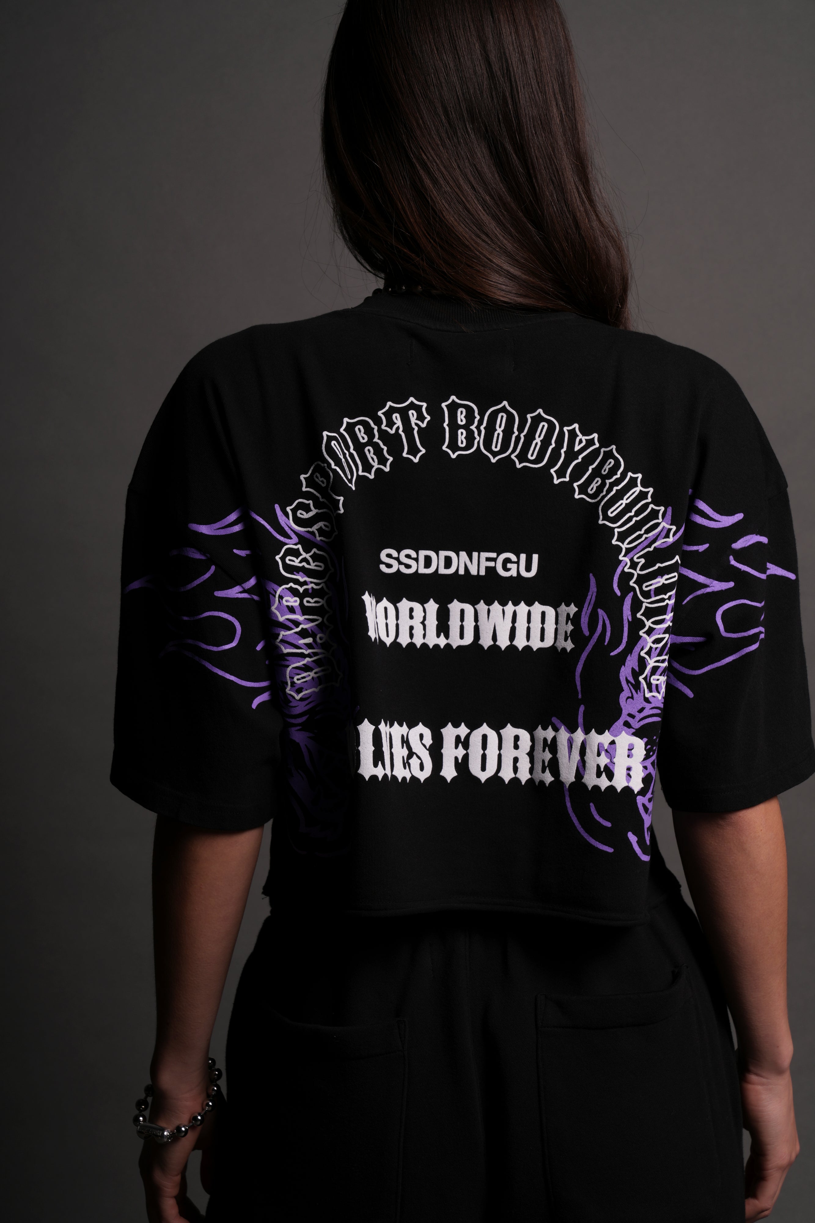 The One You Feed V2 "Premium" Oversized (Cropped) Tee in Black — imagem 9
