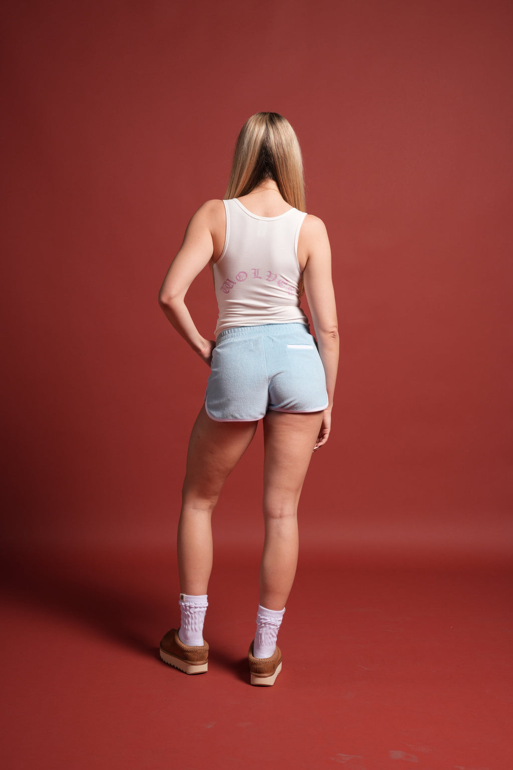 Dual Wolf Tia Track Shorts in Baby Blue - imagem 13