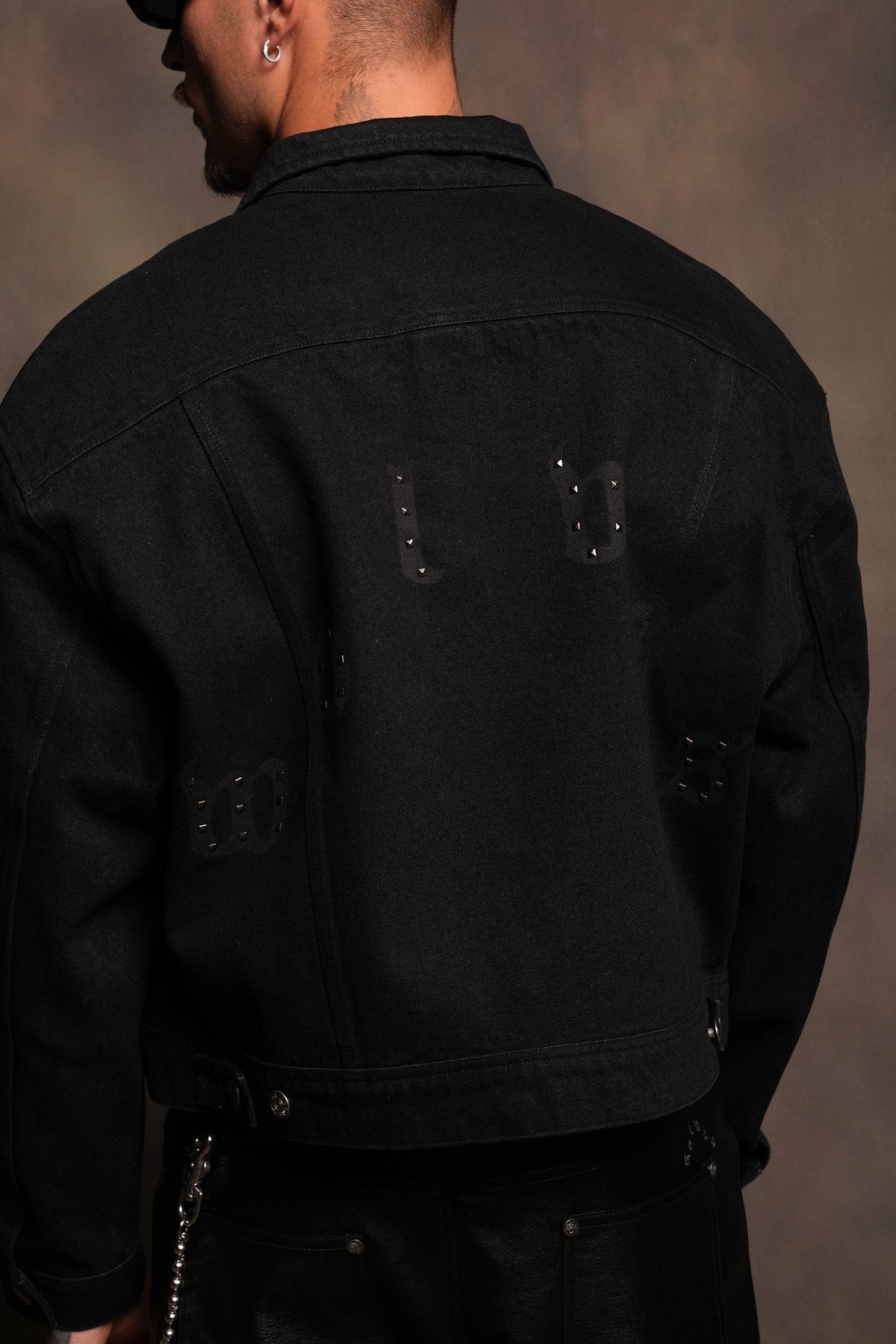 Nuestra Senora Cropped American Denim Jacket In Black