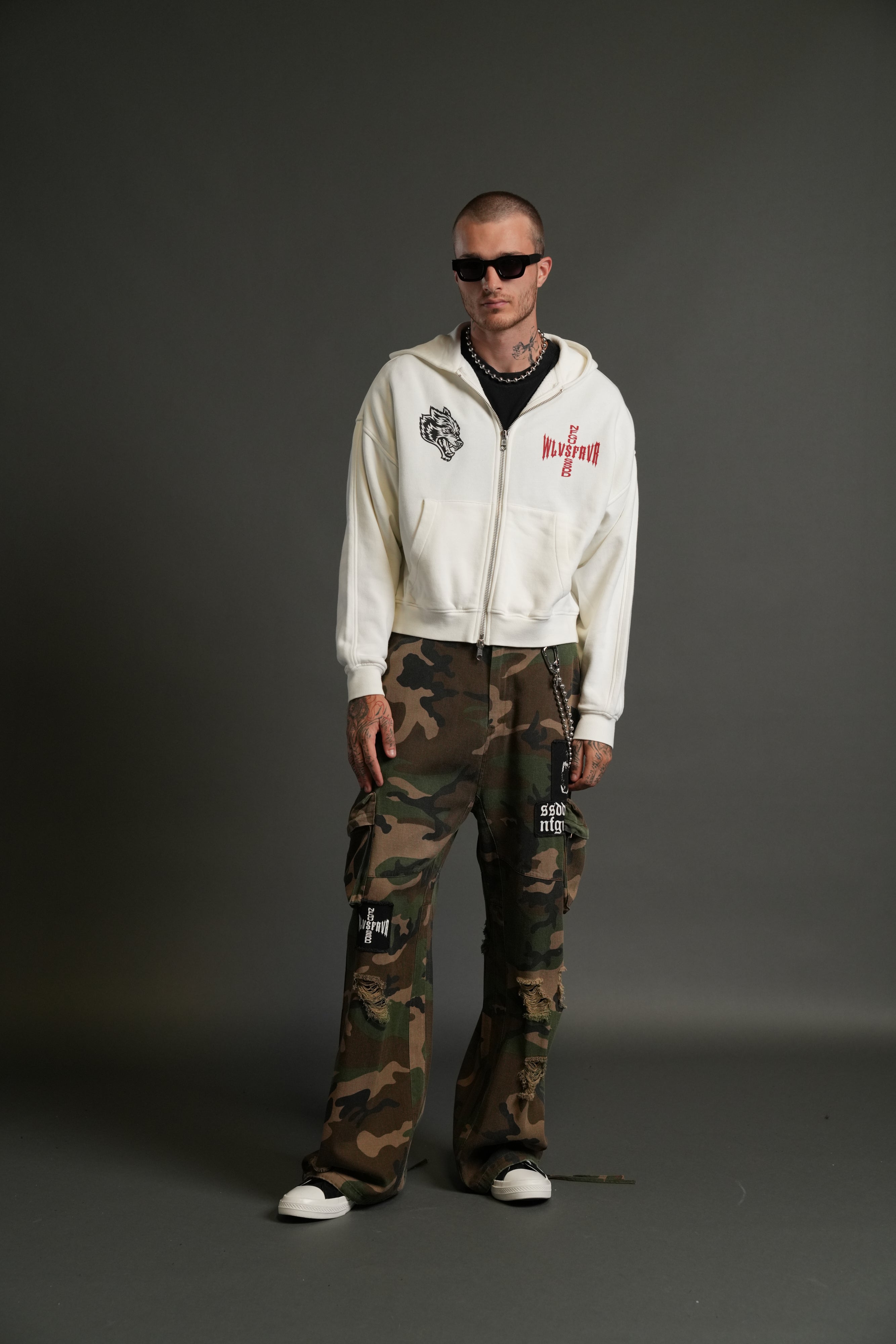 Born Darc Darco Double Zip Hoodie in Cream — imagem 5