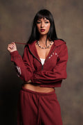 Stud Lobo Chambers Cropped Zip Hoodie In Cherry Red