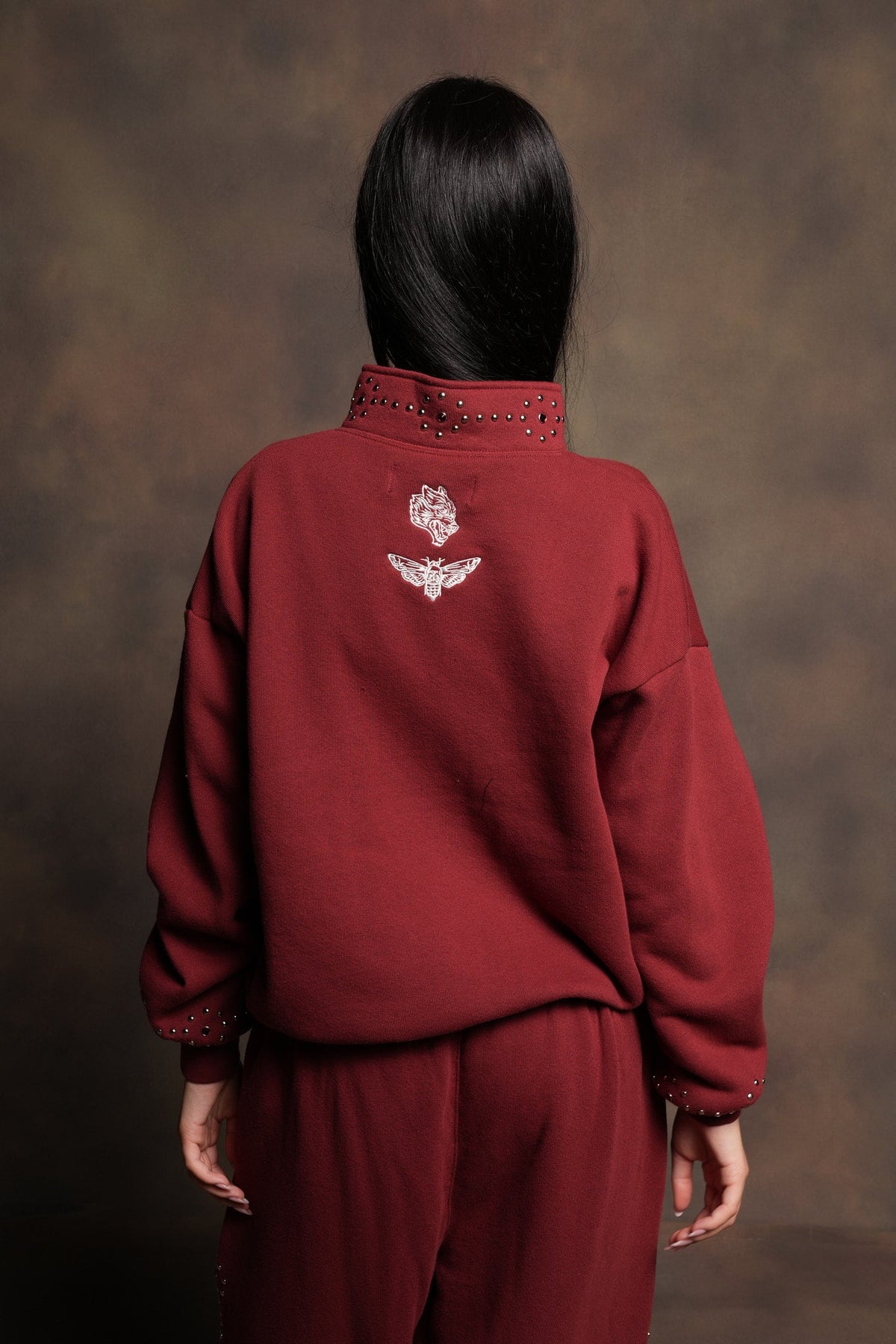 Stud Lobo She Everson Mockneck Sweater In Cherry Red