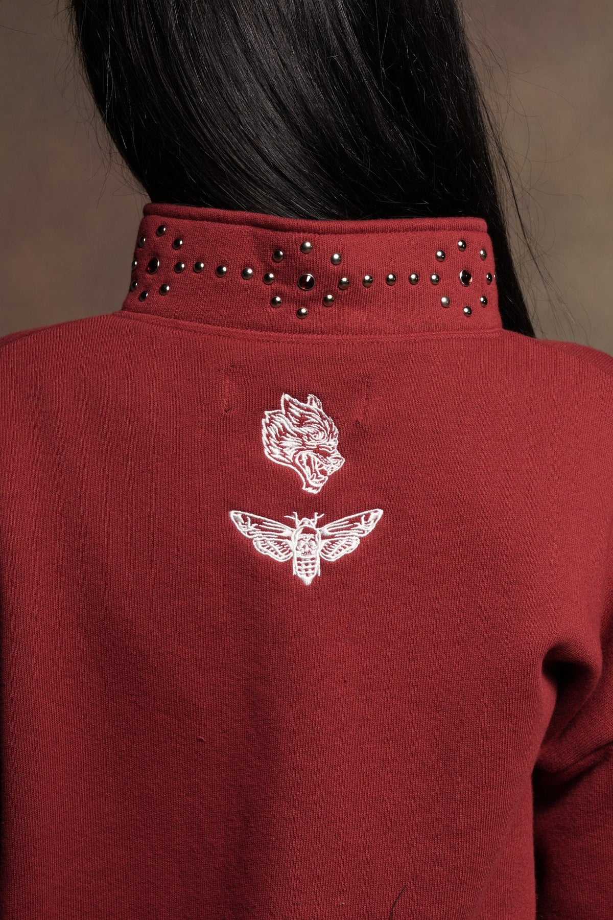 Stud Lobo She Everson Mockneck Sweater In Cherry Red