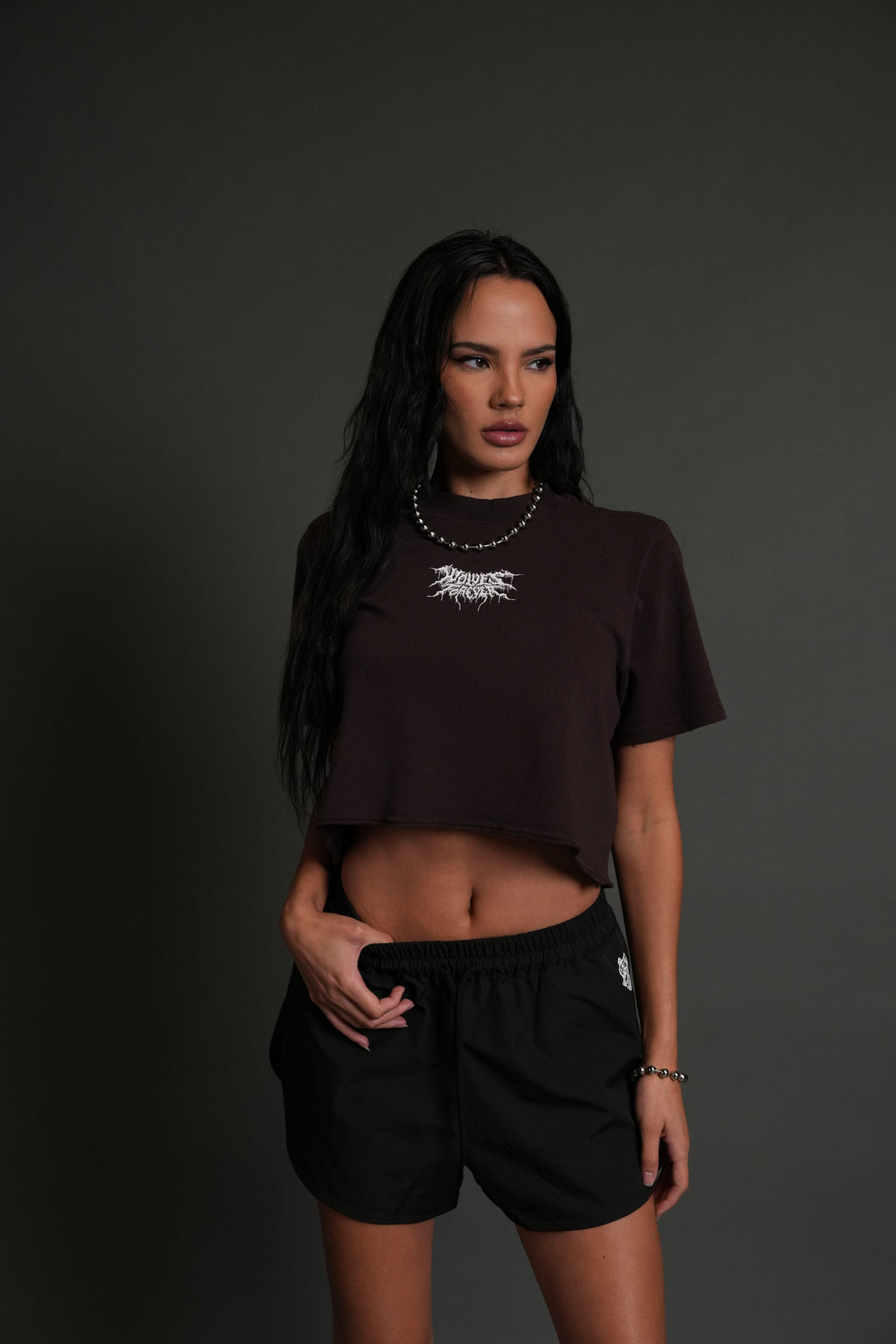 Drip Hesh Distressed Oversized (Cropped) Tee in Darc Garnet — imagem 1