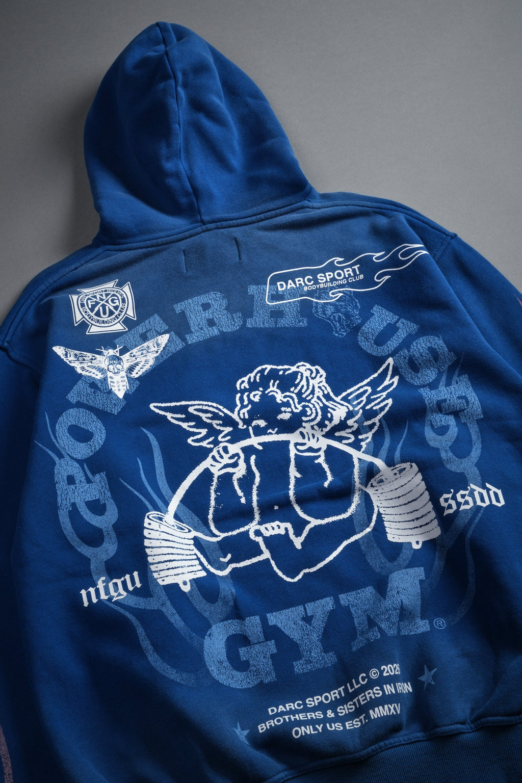 Powerhouse of the Cherub Unisex "Pierce" Hoodie in Darc Cobalt Drift Wash — imagem 14