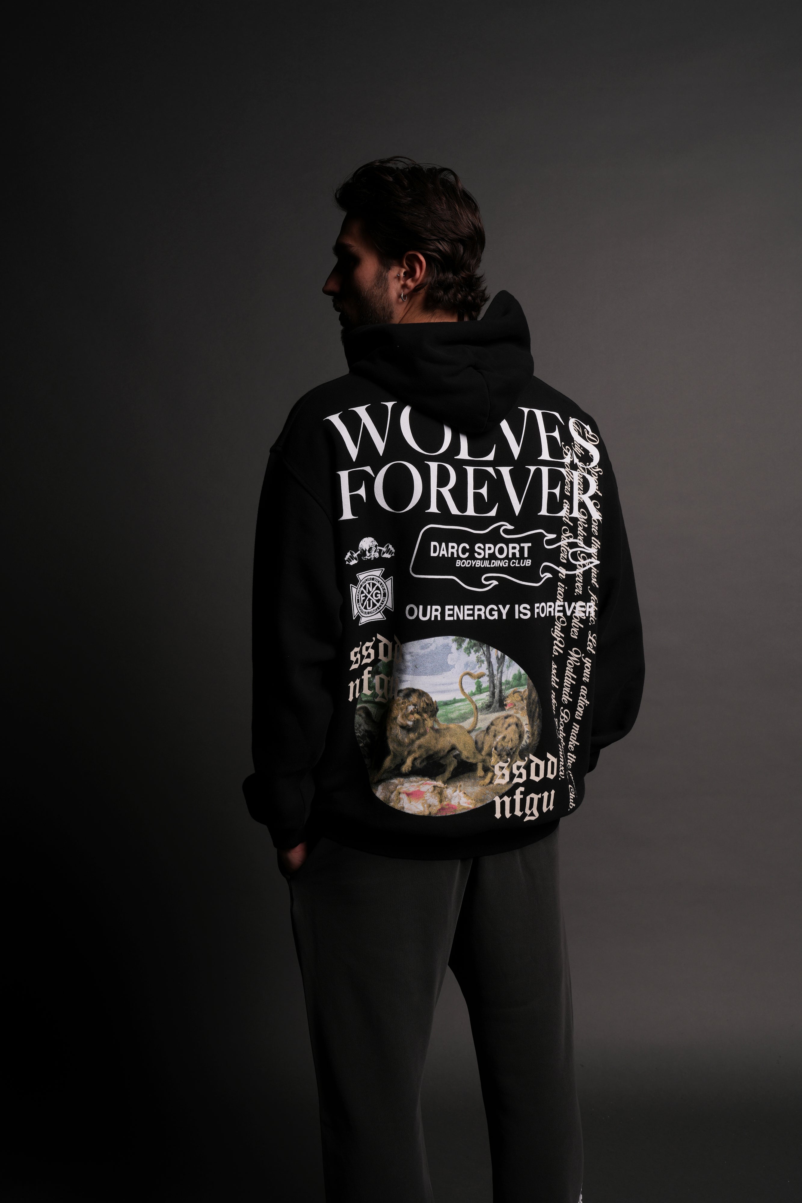 Three Wolves "Pierce" Hoodie in Black — imagem 5
