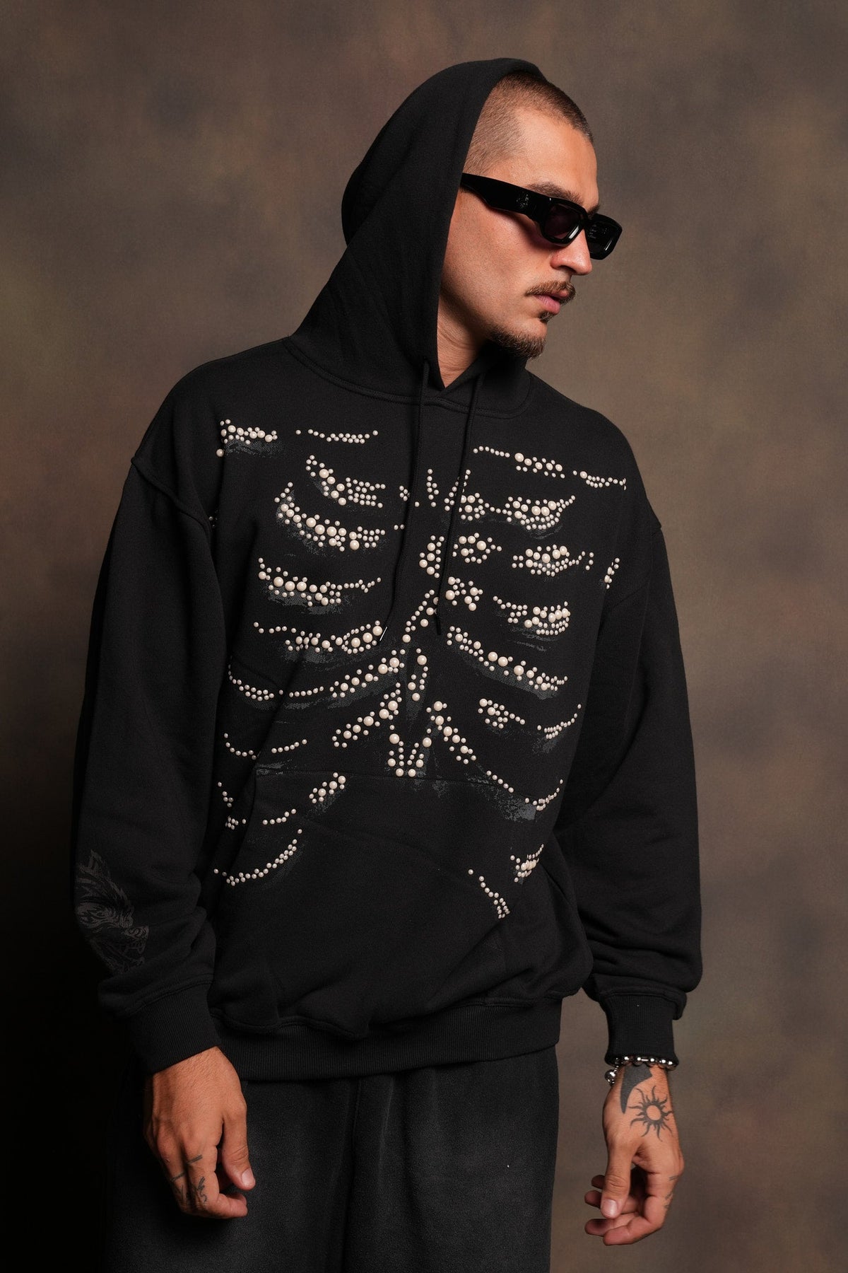 Bone Cage Bishop Hoodie In Black