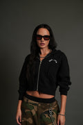 Darc Wandering "Sage" Cropped Zip Hoodie in Black — imagem 1