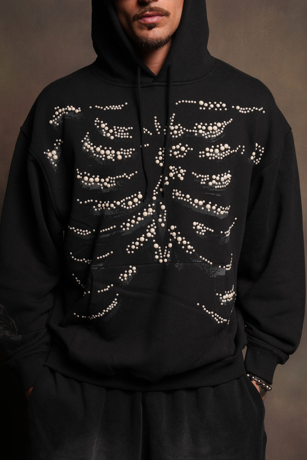 Bone Cage Bishop Hoodie In Black