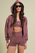 Cursive Wolves "Sage" Cropped Zip Hoodie in Nutmeg — imagem principal