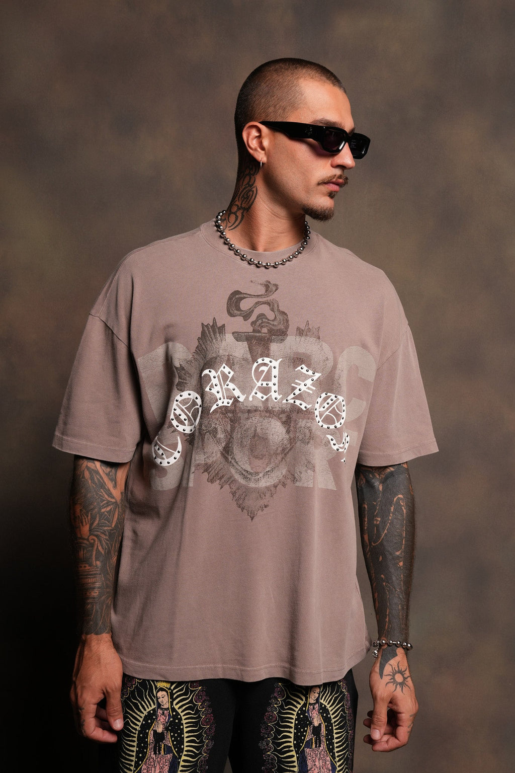 Ds Corazon Premium Oversized Tee In Mojave Brown