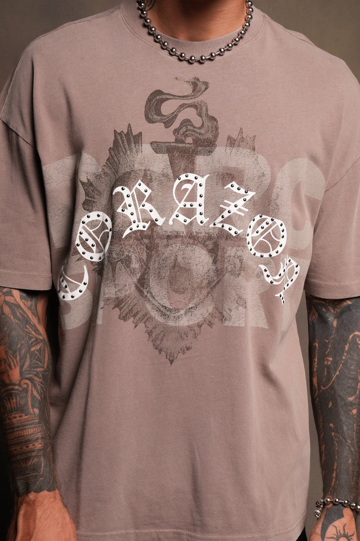 Ds Corazon Premium Oversized Tee In Mojave Brown
