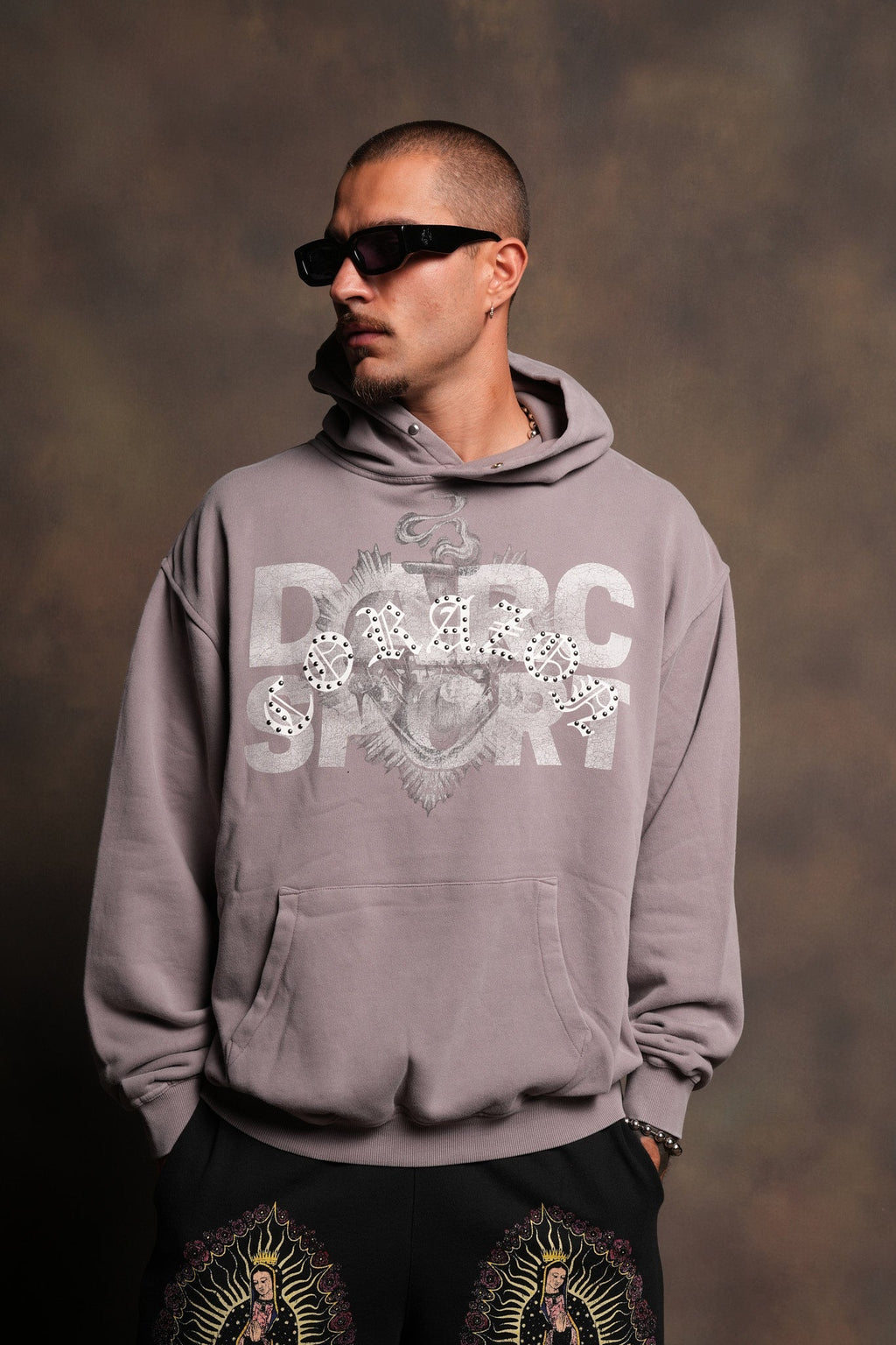 Ds Corazon Pierce Hoodie In Pale Gray