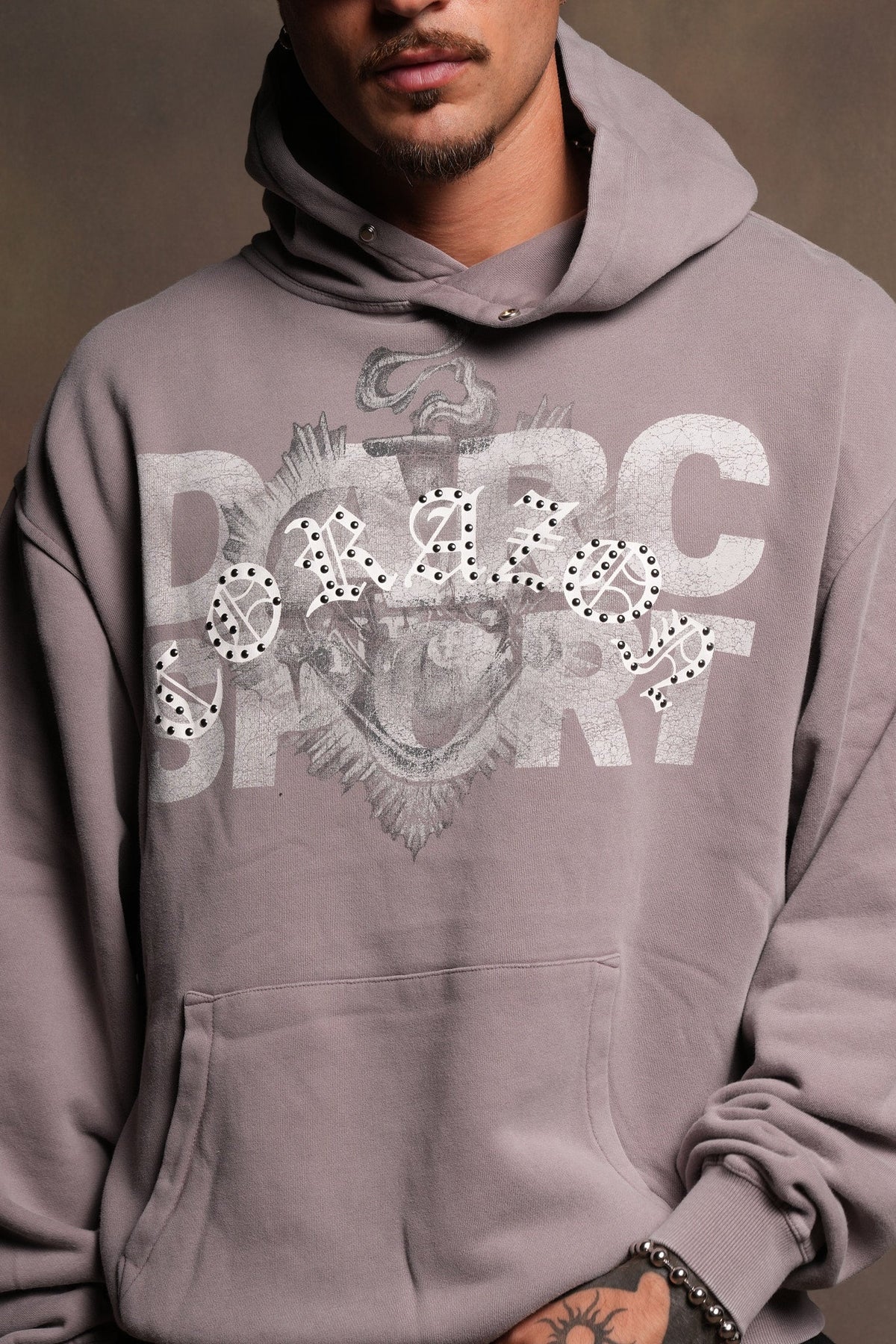 Ds Corazon Pierce Hoodie In Pale Gray