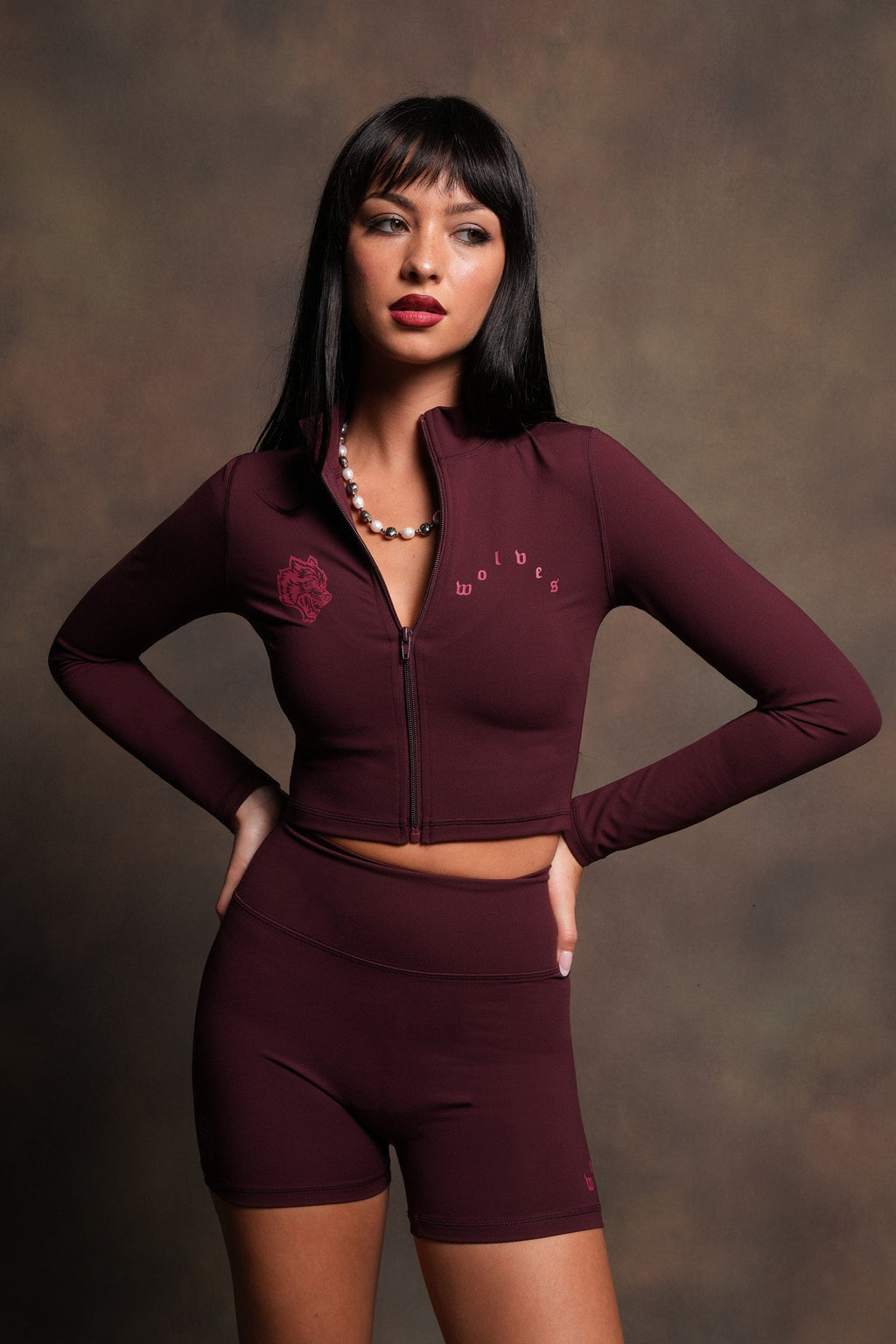 Wolf Chopper Tana Energy Ls Zip Mockneck In Deep Cherry Red