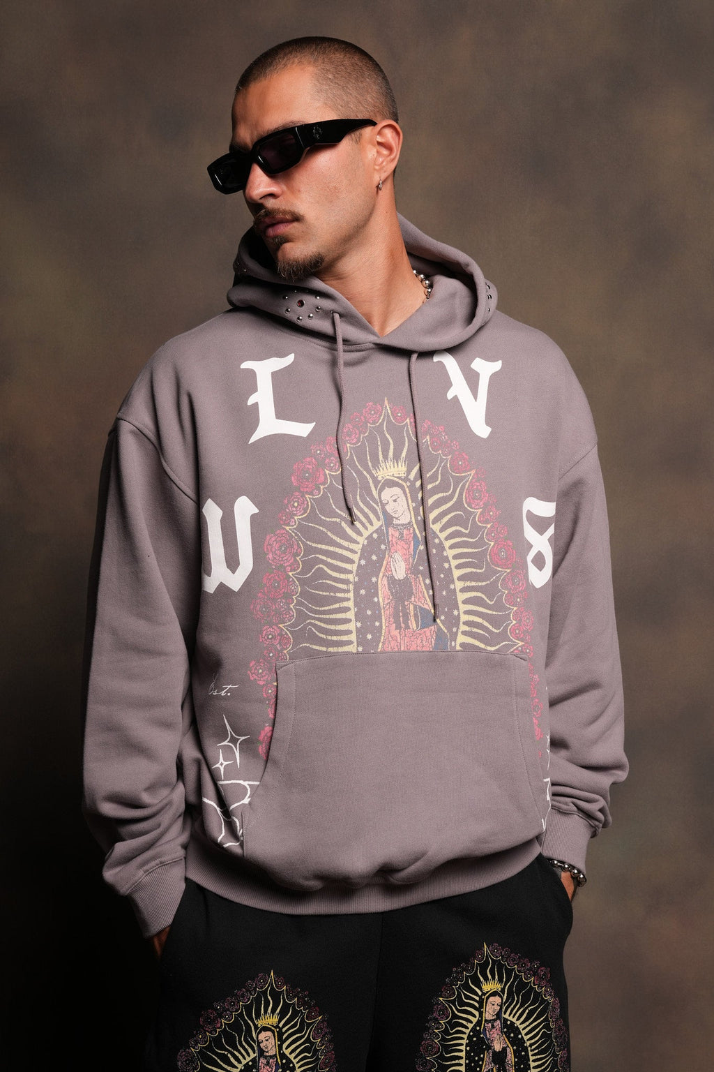 Dama De Las Rosas Bishop Hoodie In Pale Gray