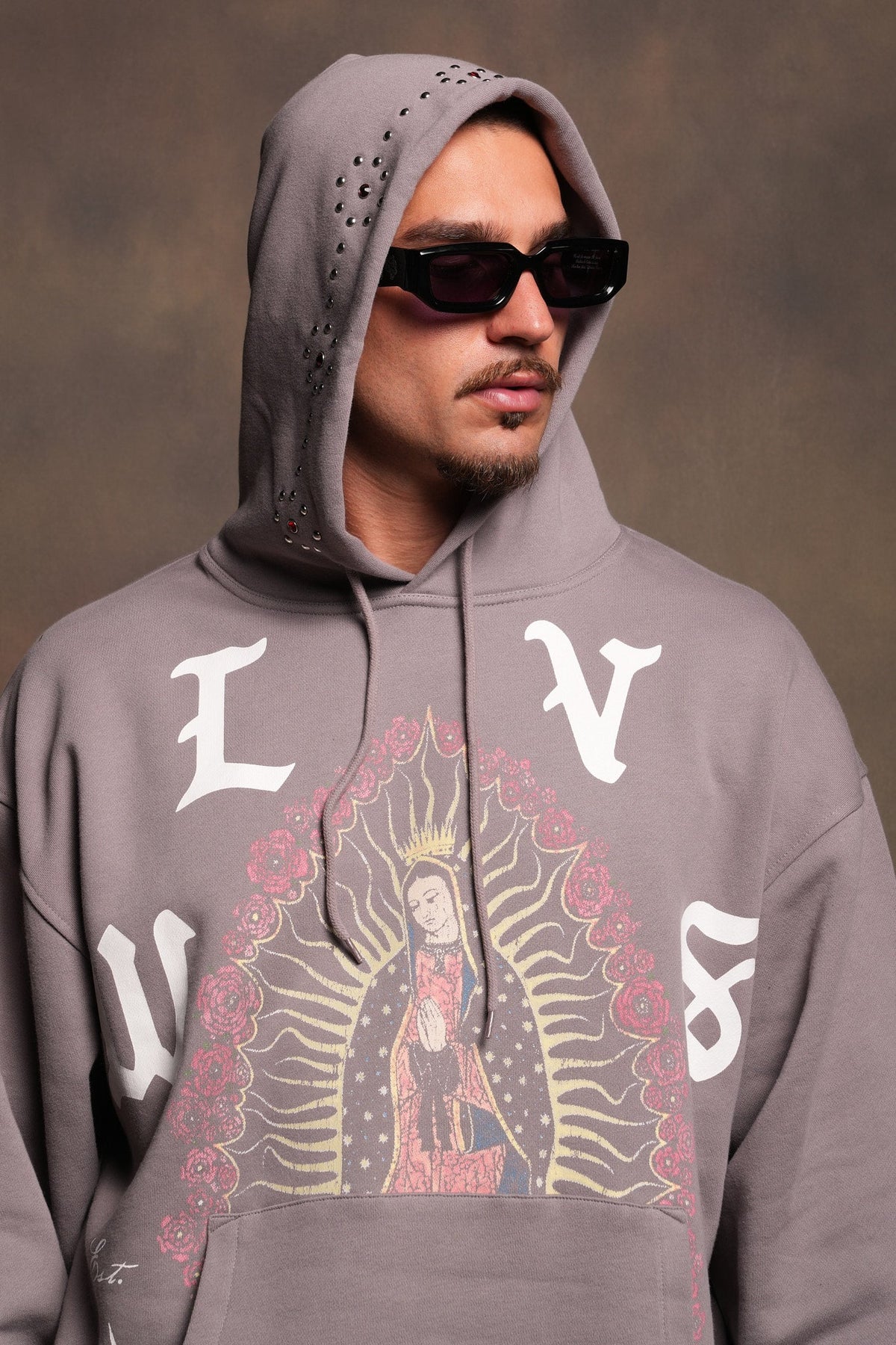 Dama De Las Rosas Bishop Hoodie In Pale Gray