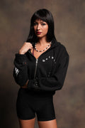 Stud Lobo Chambers Cropped Zip Hoodie In Black