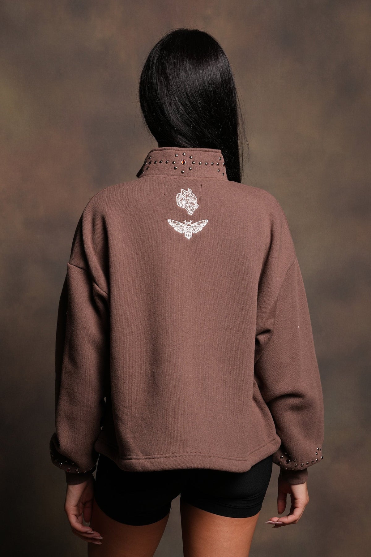 Stud Lobo She Everson Mockneck Sweater In Mojave Brown
