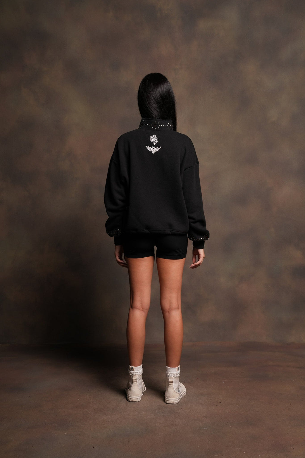 Stud Lobo She Everson Mockneck Sweater In Black
