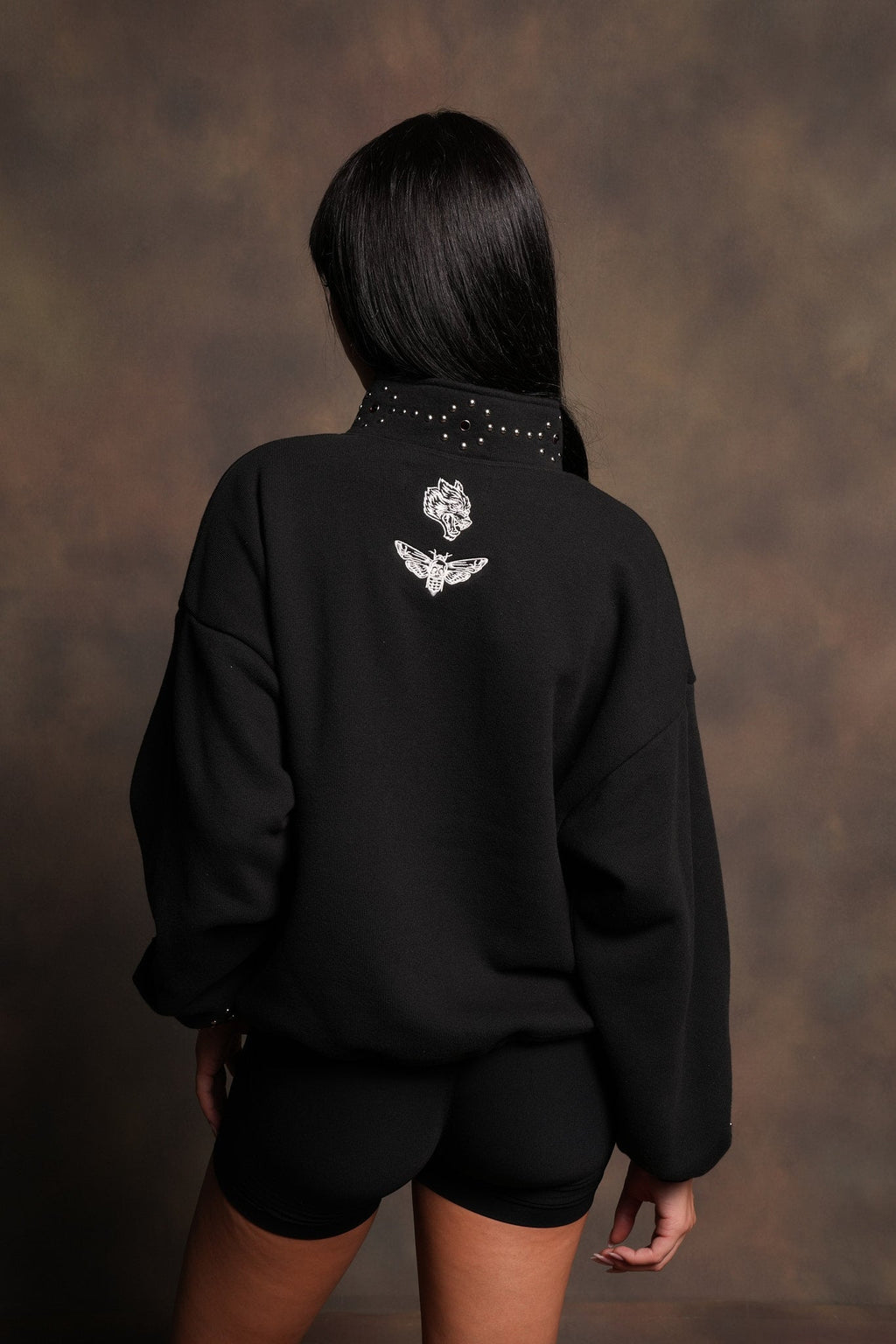 Stud Lobo She Everson Mockneck Sweater In Black