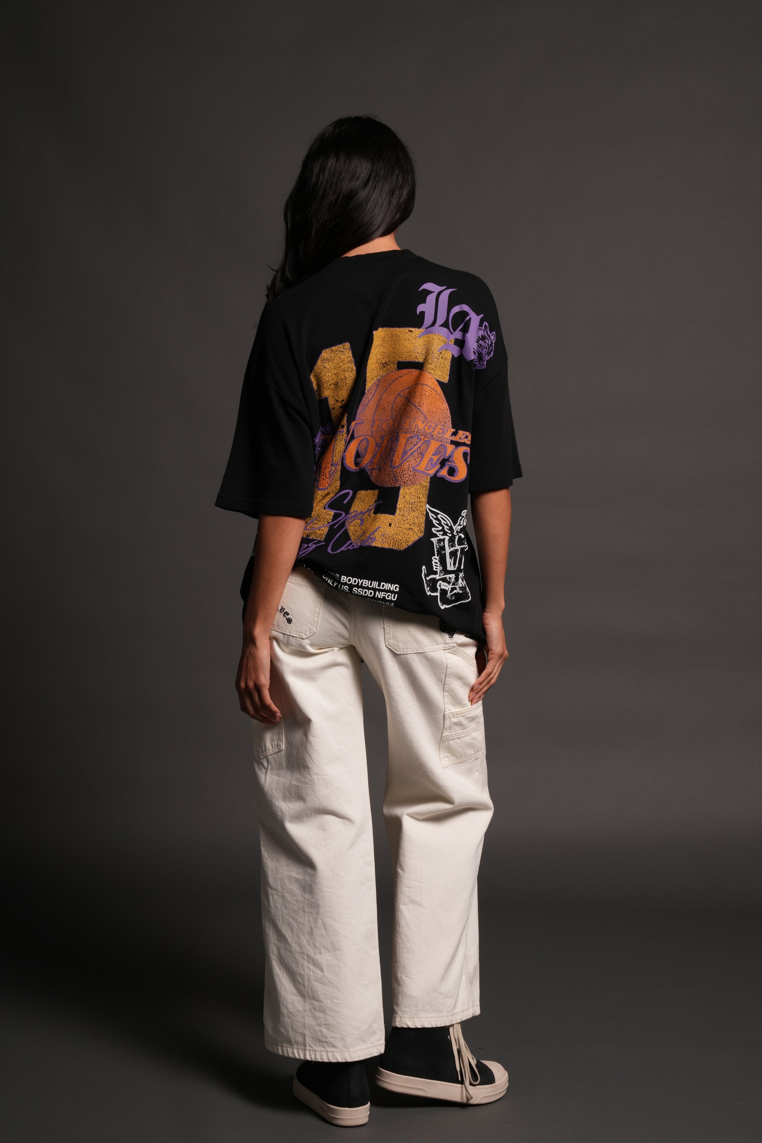 La Has Your Back Premium Oversized Tee in Black — imagem 12