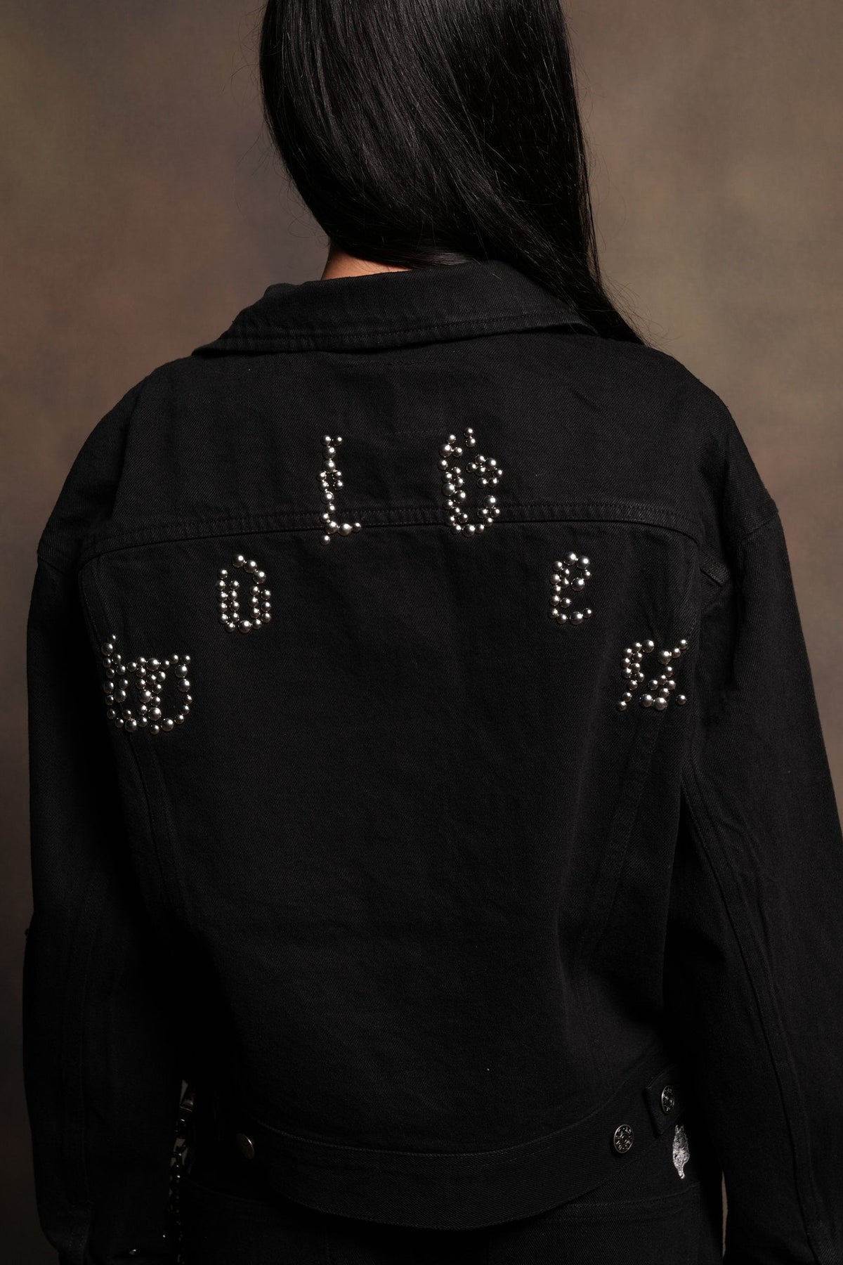 Wolves Pyramid She American Denim Jacket In Black