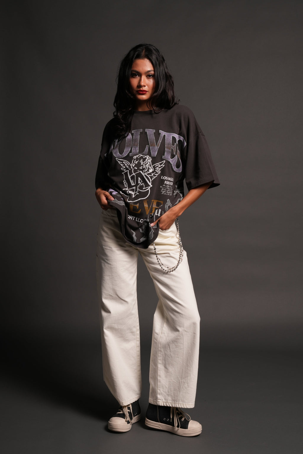La Heritage Premium Oversized Tee in Wolf Gray — imagem 5