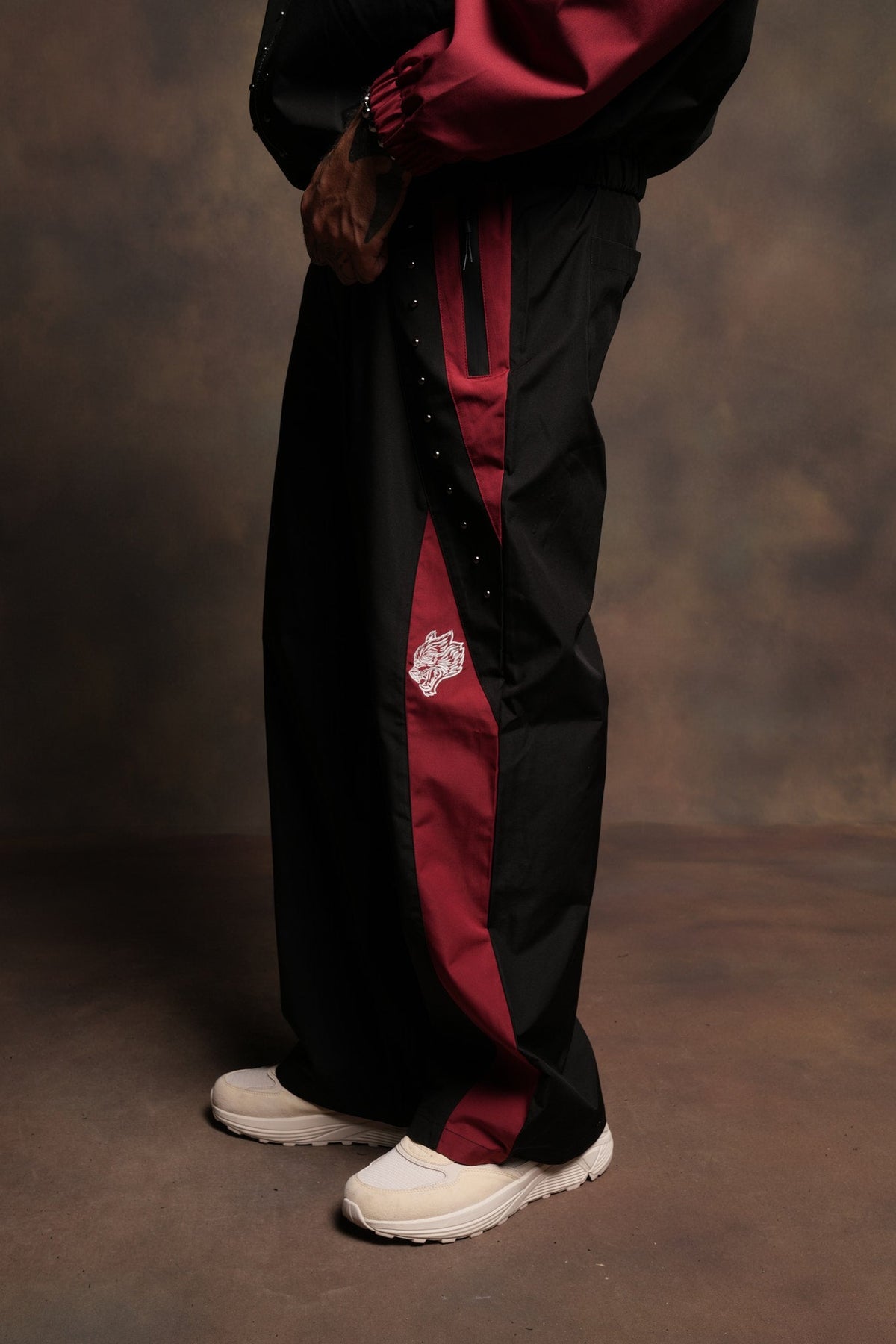 Lobo Chopper Brolic Track Pants In Black/Cherry Red