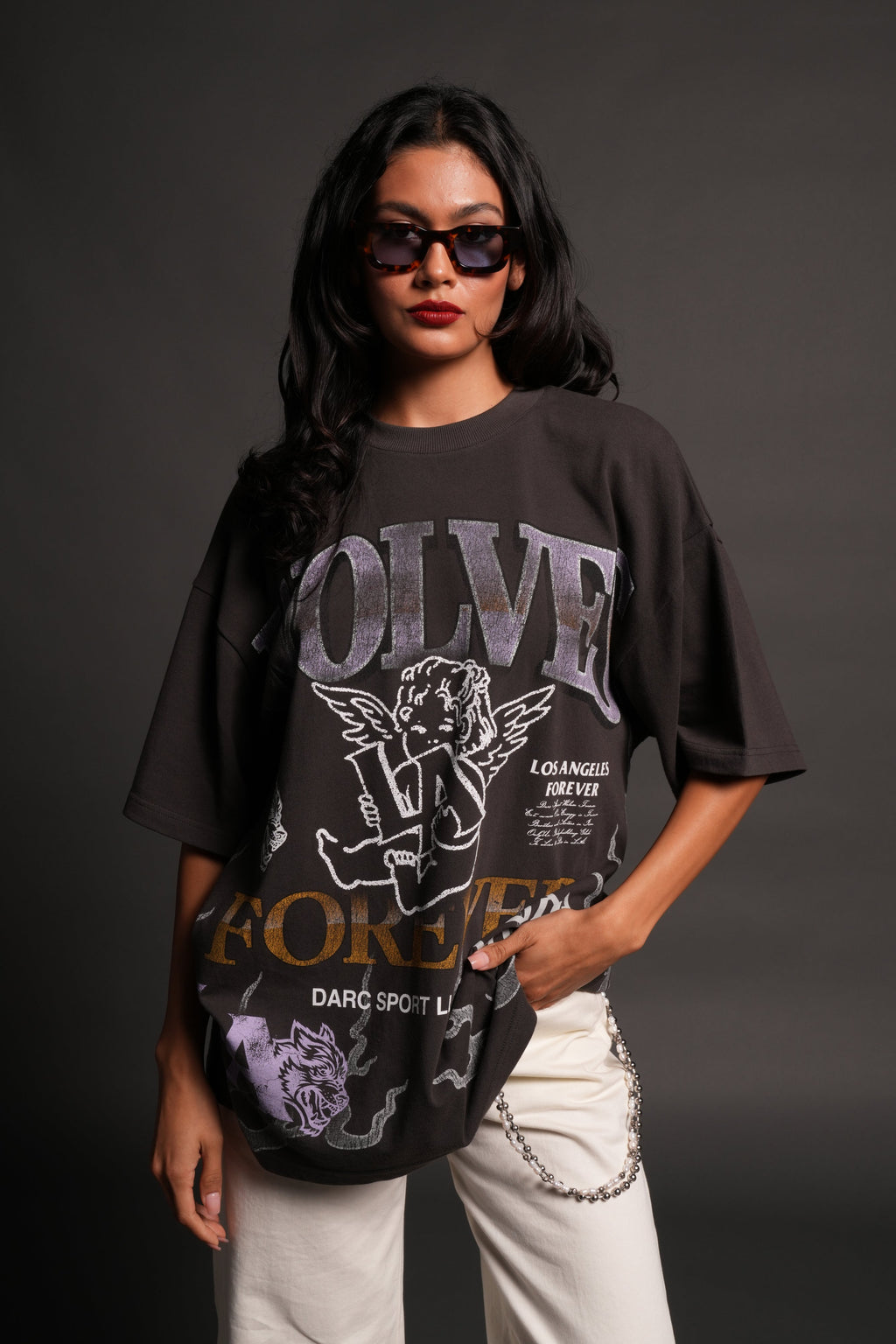 La Heritage Premium Oversized Tee in Wolf Gray — imagem 4
