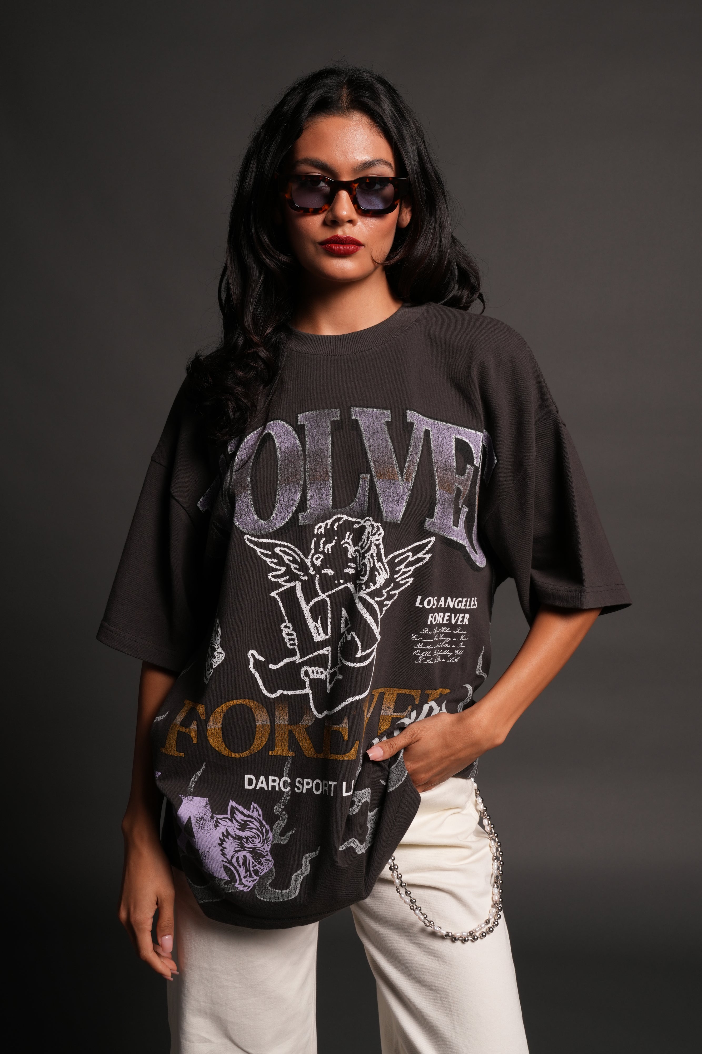 La Heritage Premium Oversized Tee in Wolf Gray — imagem 4