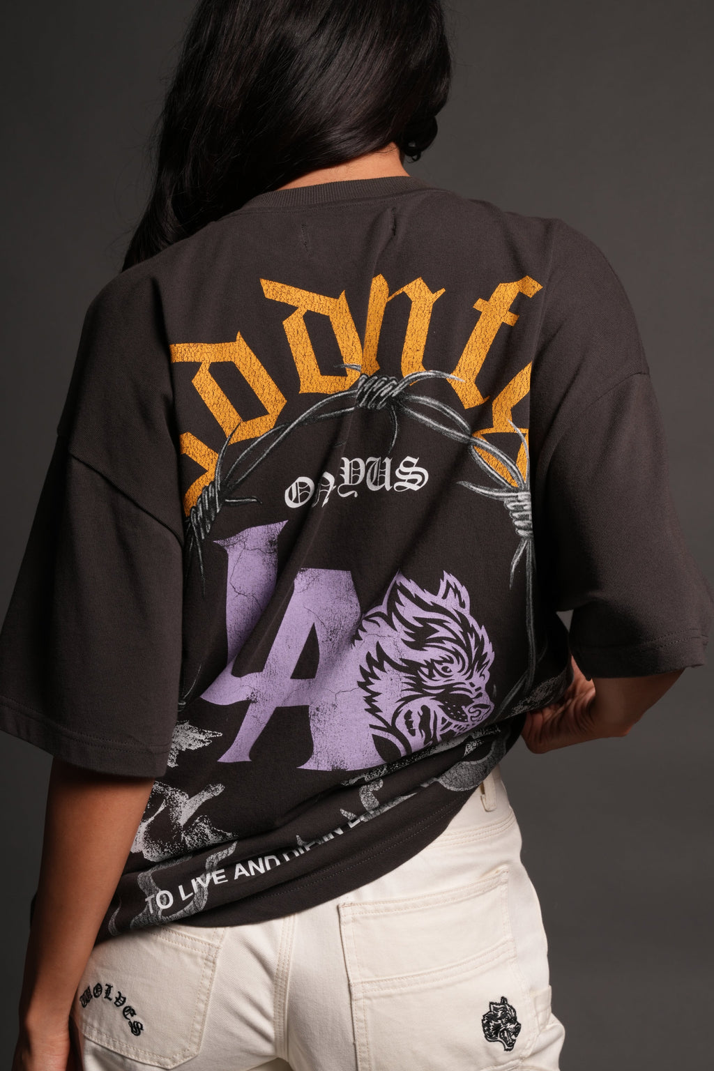 La Heritage Premium Oversized Tee in Wolf Gray — imagem 8