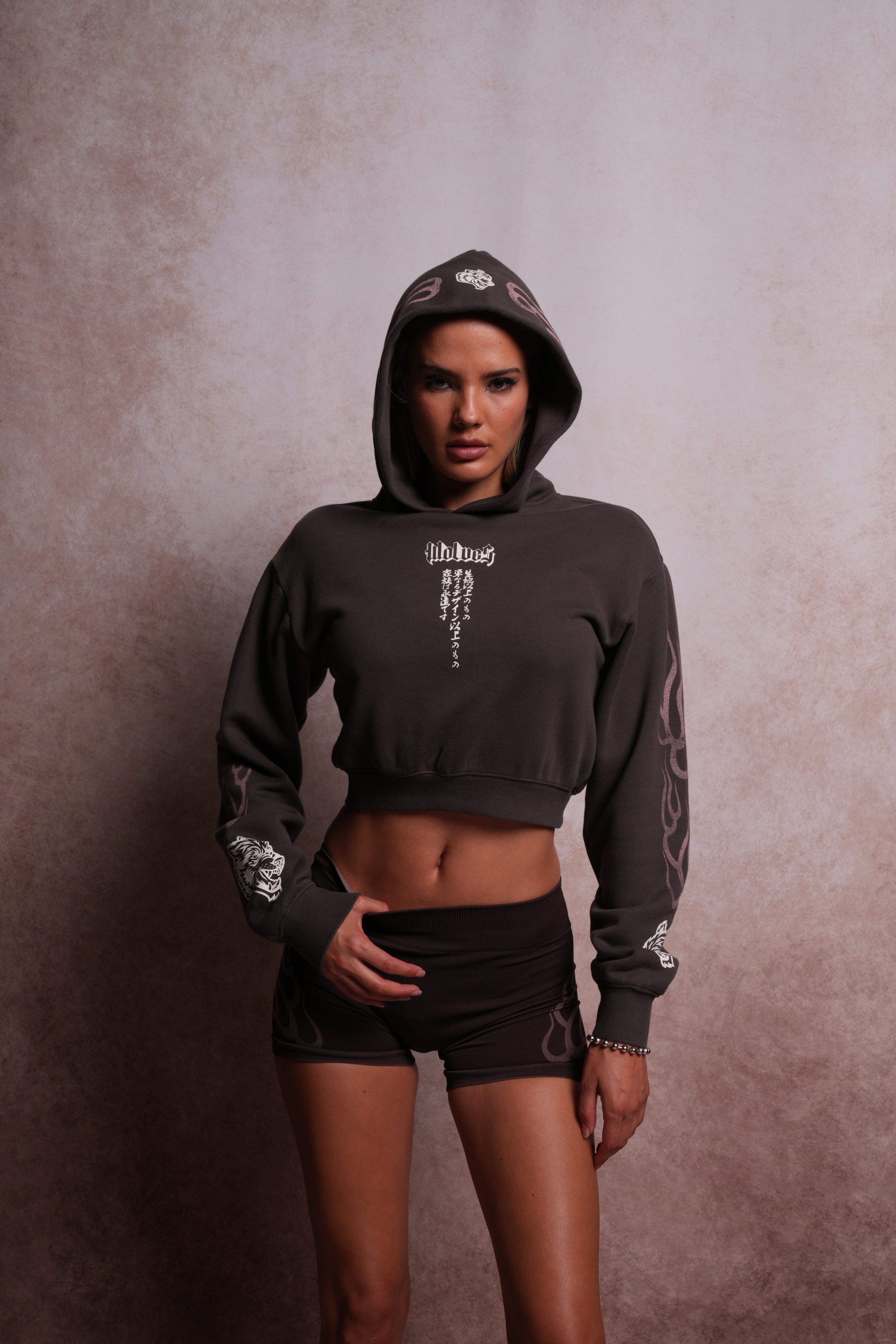 Moth Flames "Rose" Hoodie in Wolf Gray — imagem 5