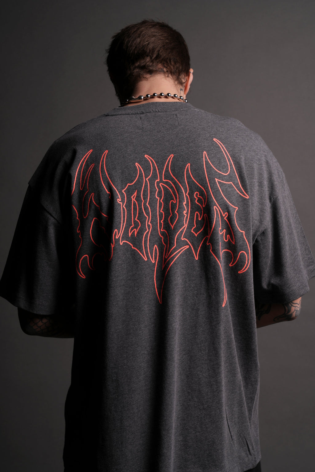 Iron Flame "Premium" Oversized Tee in Darc Heather Gray — imagem 9