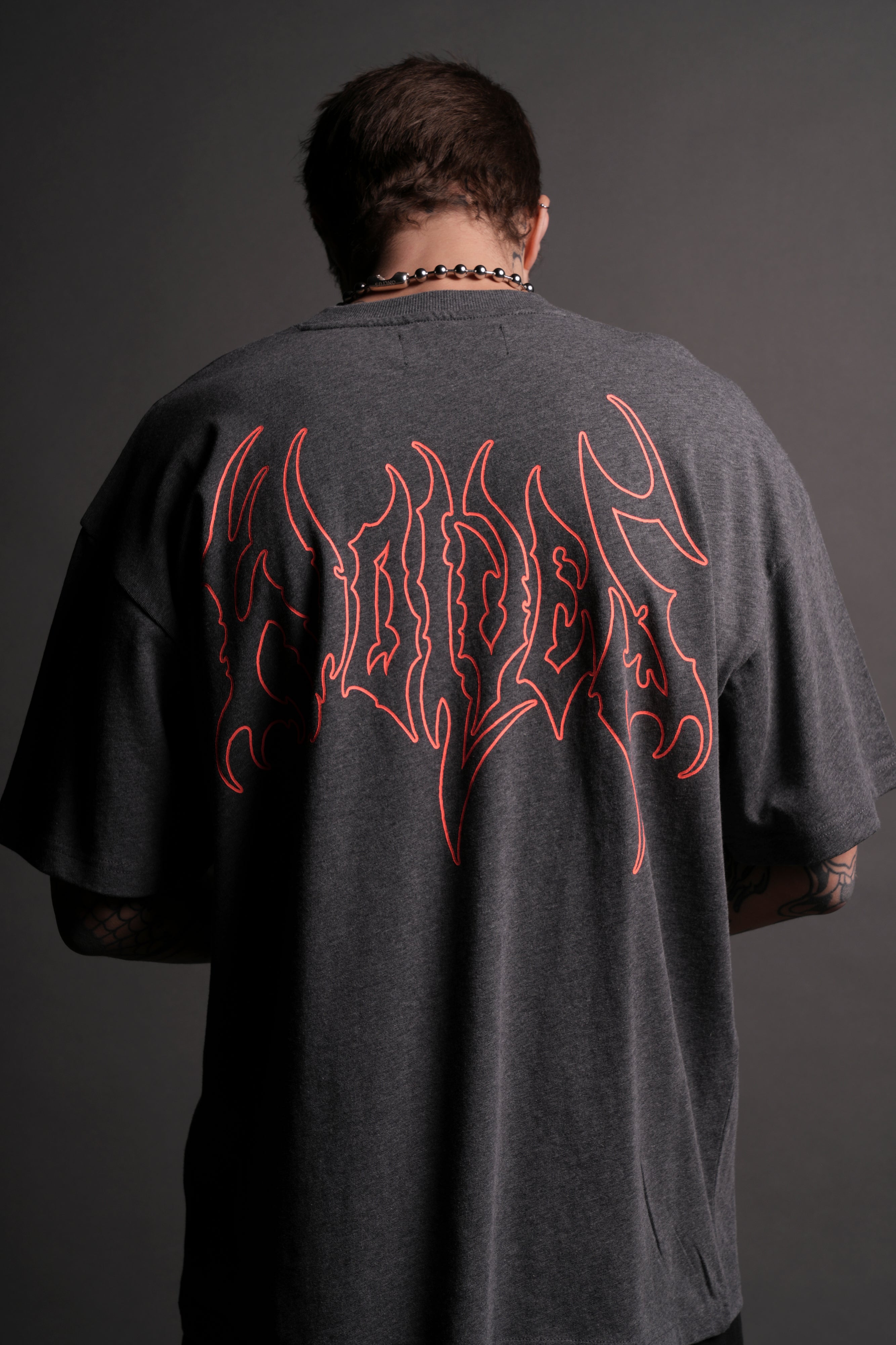 Iron Flame "Premium" Oversized Tee in Darc Heather Gray — imagem 9