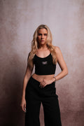 Forged From Iron Spaghetti Crop Tank in Black — imagem 1
