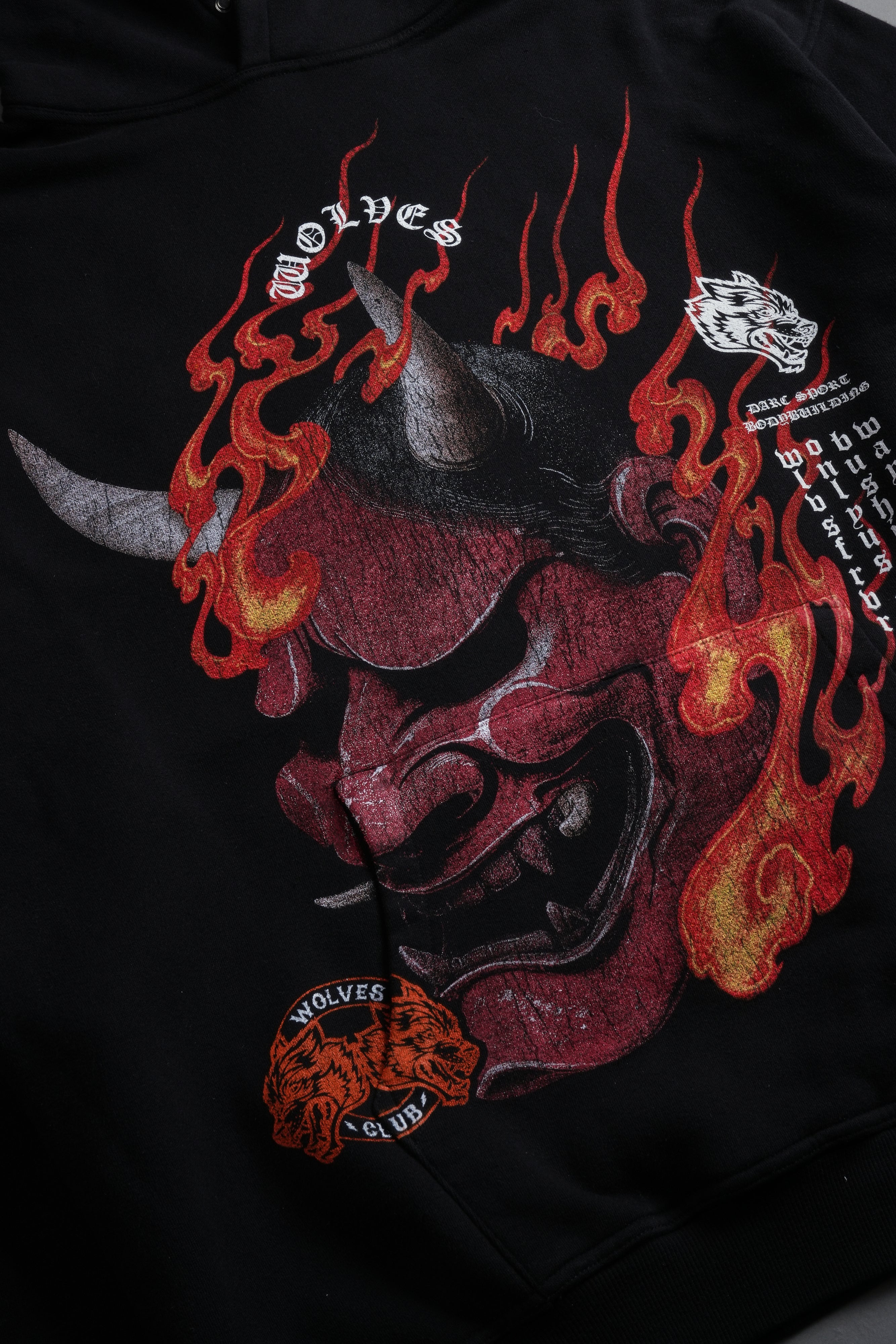 Wolves Club Oni Inferno Pierce Hoodie in Black — imagem 10