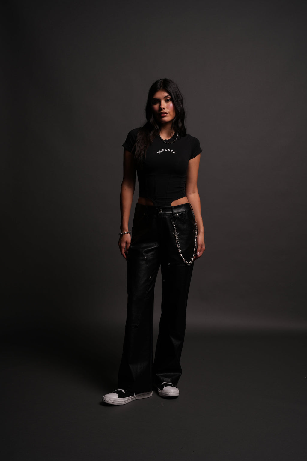 Chopper Wolf Salem Corset Tee in Black — imagem 5