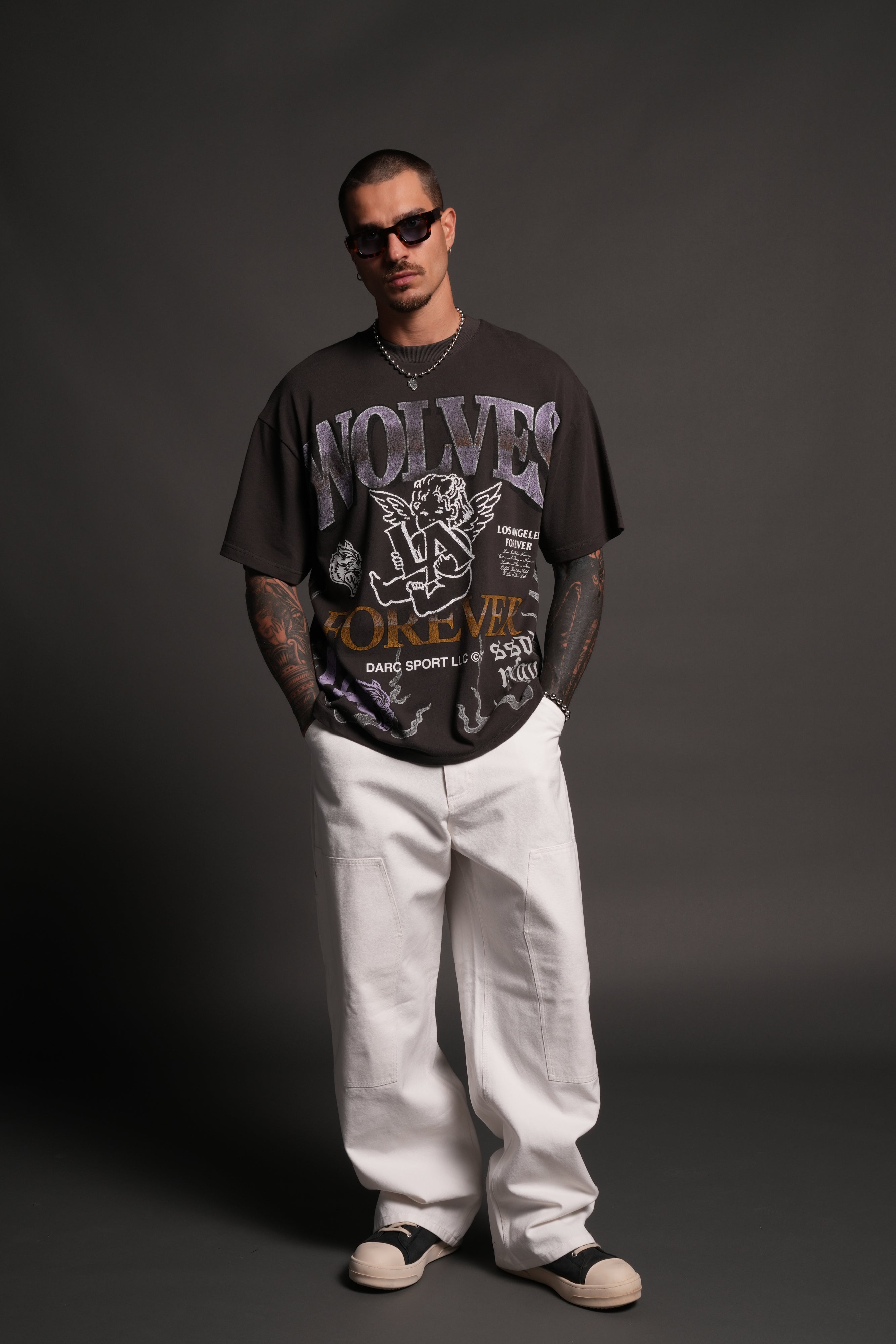 La Heritage Premium Oversized Tee in Wolf Gray — imagem 11