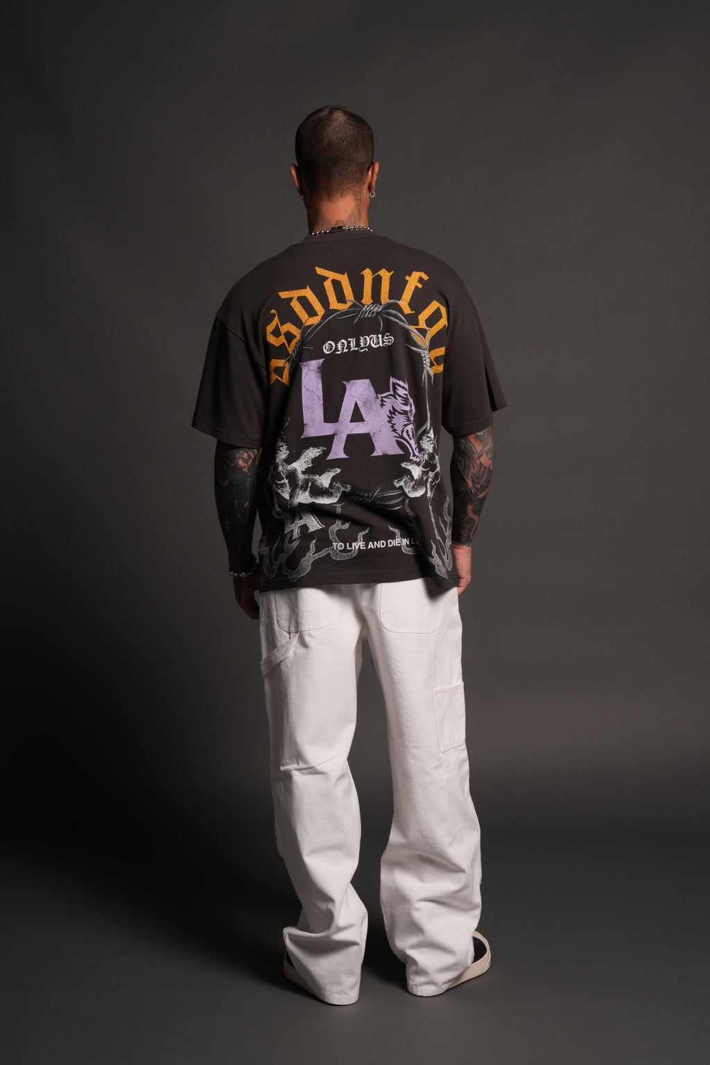 La Heritage Premium Oversized Tee in Wolf Gray — imagem 12