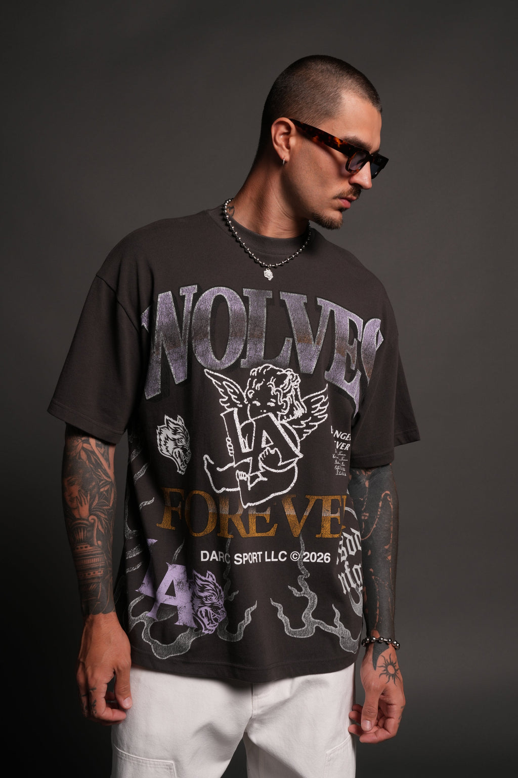 La Heritage Premium Oversized Tee in Wolf Gray — imagem 9