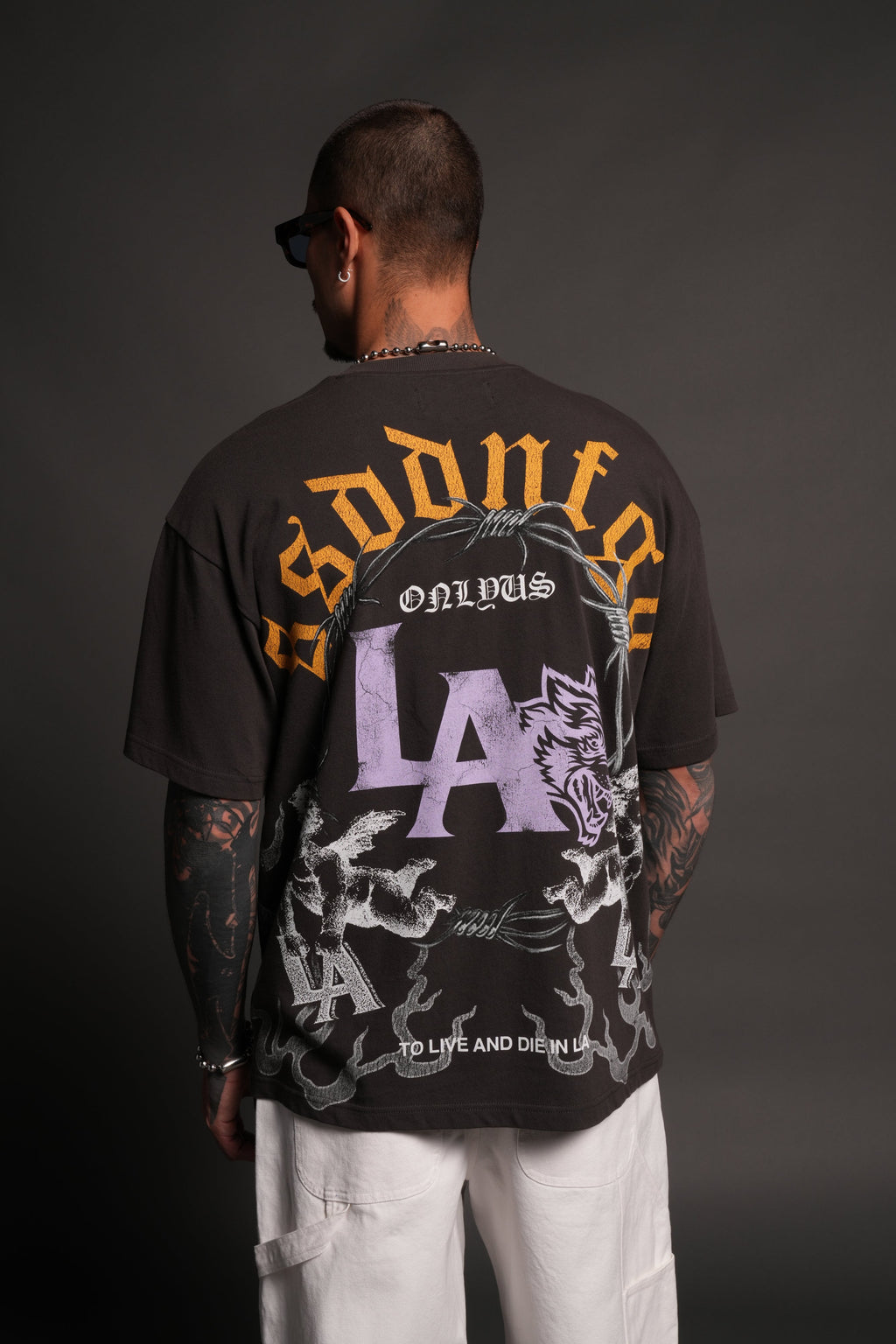 La Heritage Premium Oversized Tee in Wolf Gray — imagem 10