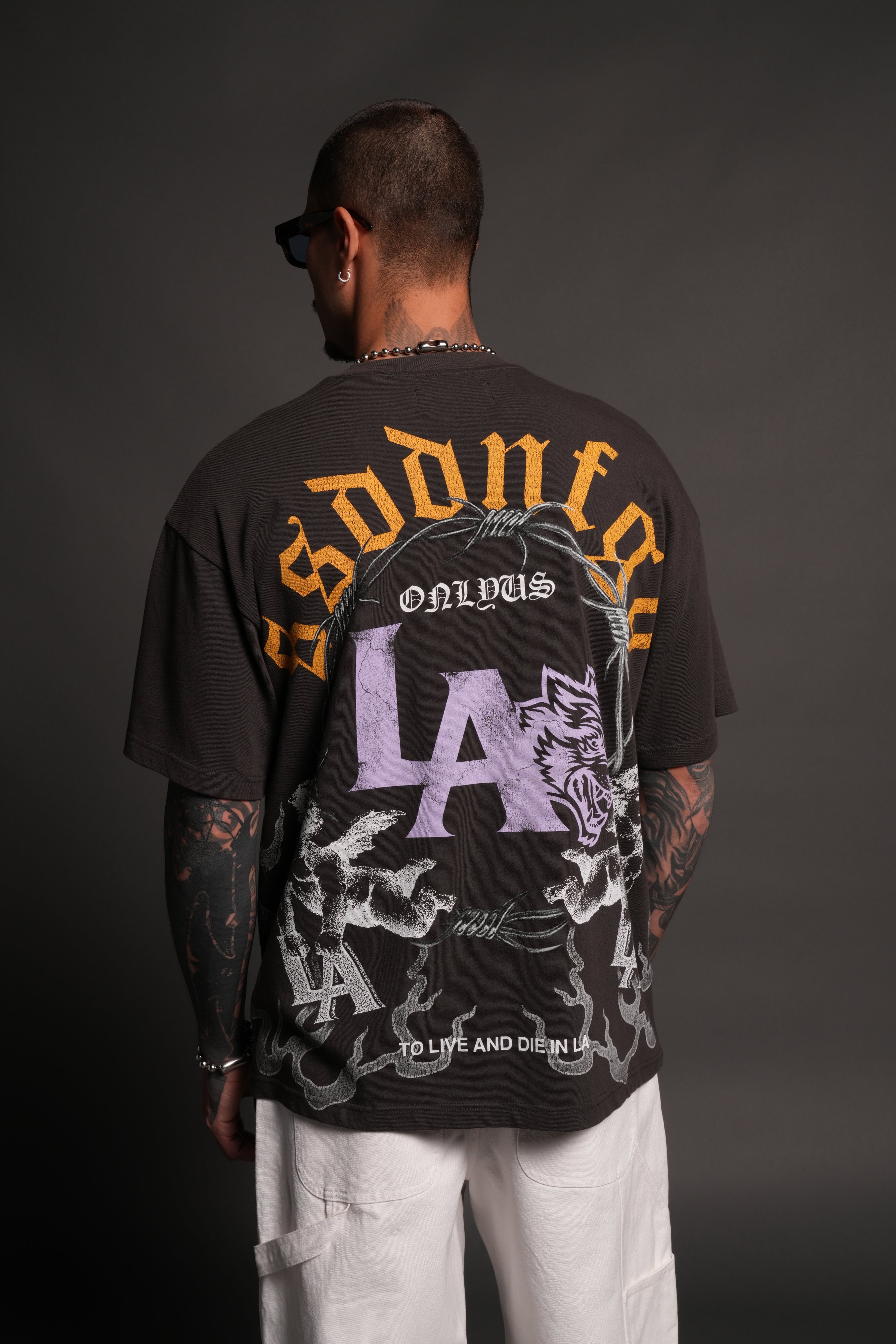 La Heritage Premium Oversized Tee in Wolf Gray — imagem 10